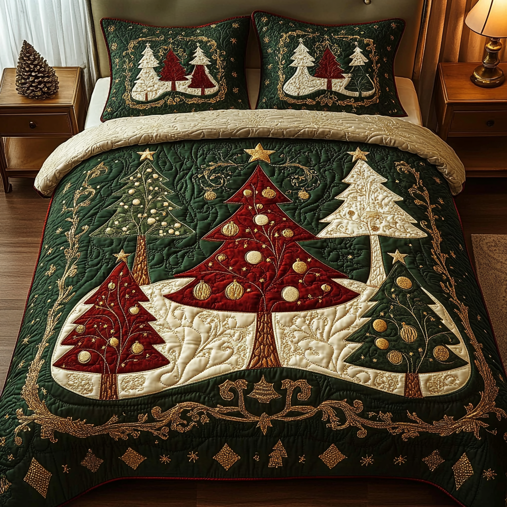 Evergreen Splendor Quilted Bedding Set Fall Quilt Sets Mothers Day Gift