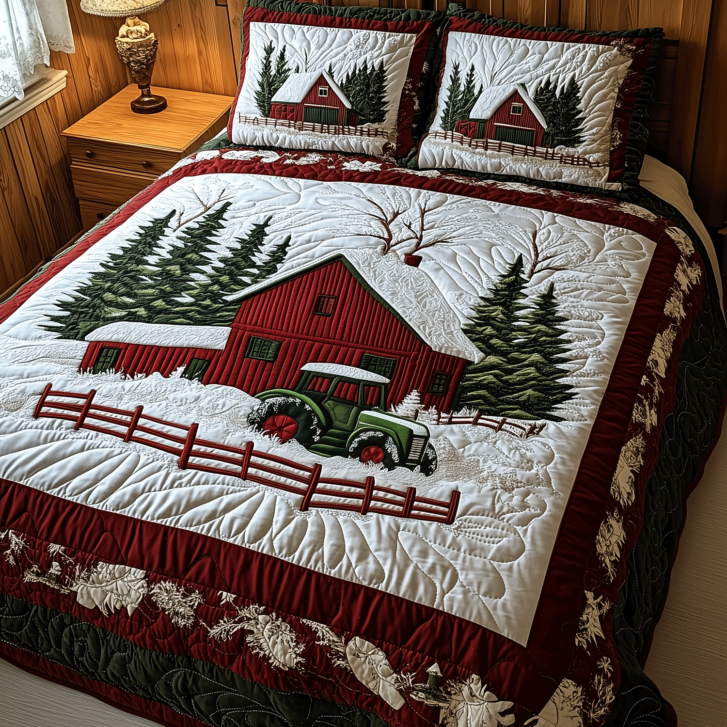 Farmhouse Holiday Dreams Quilted Bedding Set Bedspread Set Mothers Day Gift