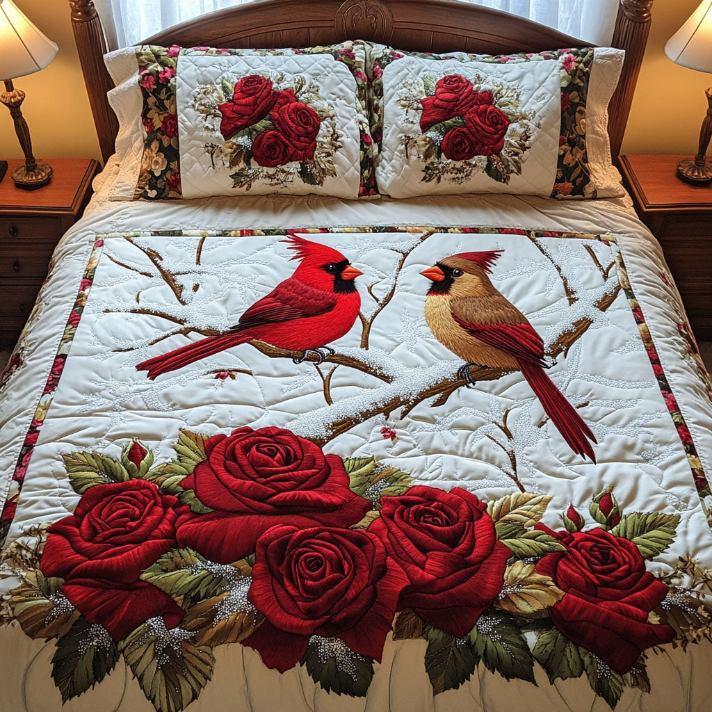 Feathered Soulmates Quilted Bedding Set Lightweight Quilt Set Thanksgiving Gift