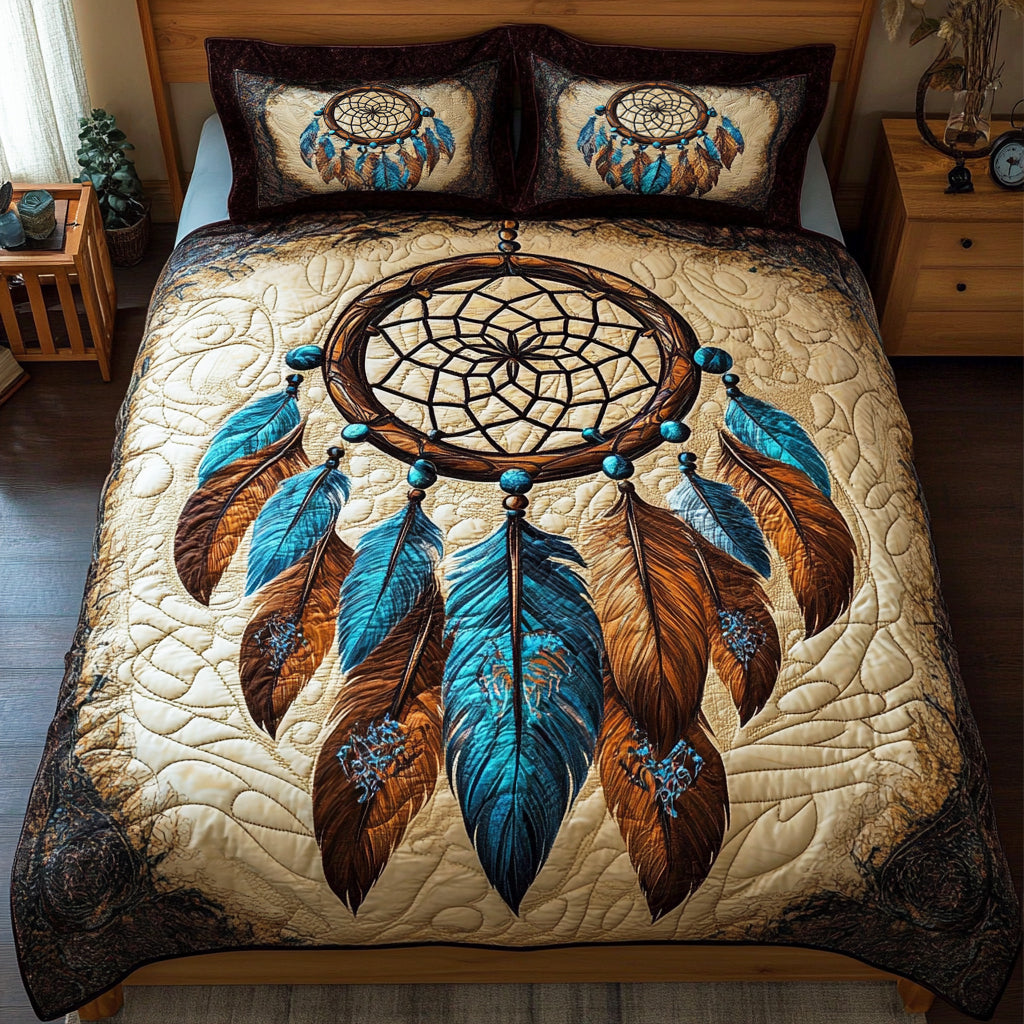 Feathered Nightfall Quilted Bedding Set Lightweight Quilt Set Mothers Day Gift