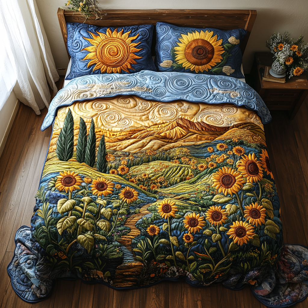 Fields of Gold Quilted Bedding Set Fall Quilt Sets Mothers Day Gift
