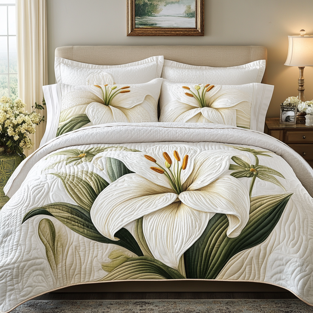 Floral Bliss 3-Piece Quilted Bedding Set Quilted Bedspread New Home Gift