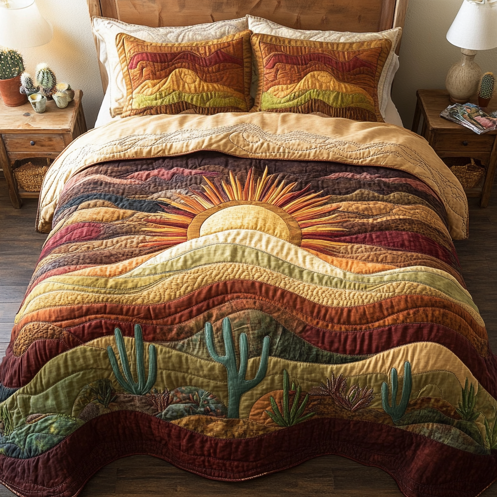 Flowered Oasis 3-Piece Quilted Bedding Set Quilted Bedspread Nature Lover Gift Fall Decor Gift