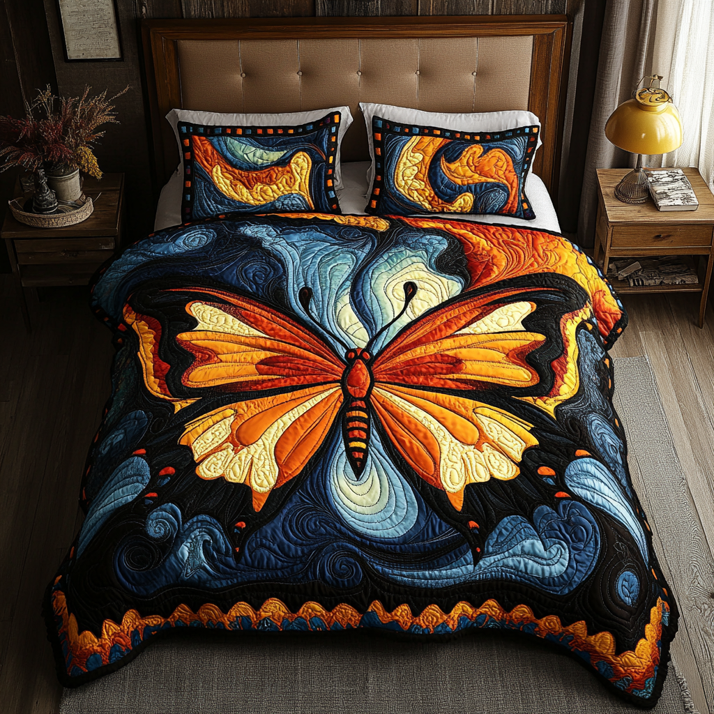 Flutter Grace 3-Piece Quilted Bedding Set Fall Quilt Sets New Home Gift