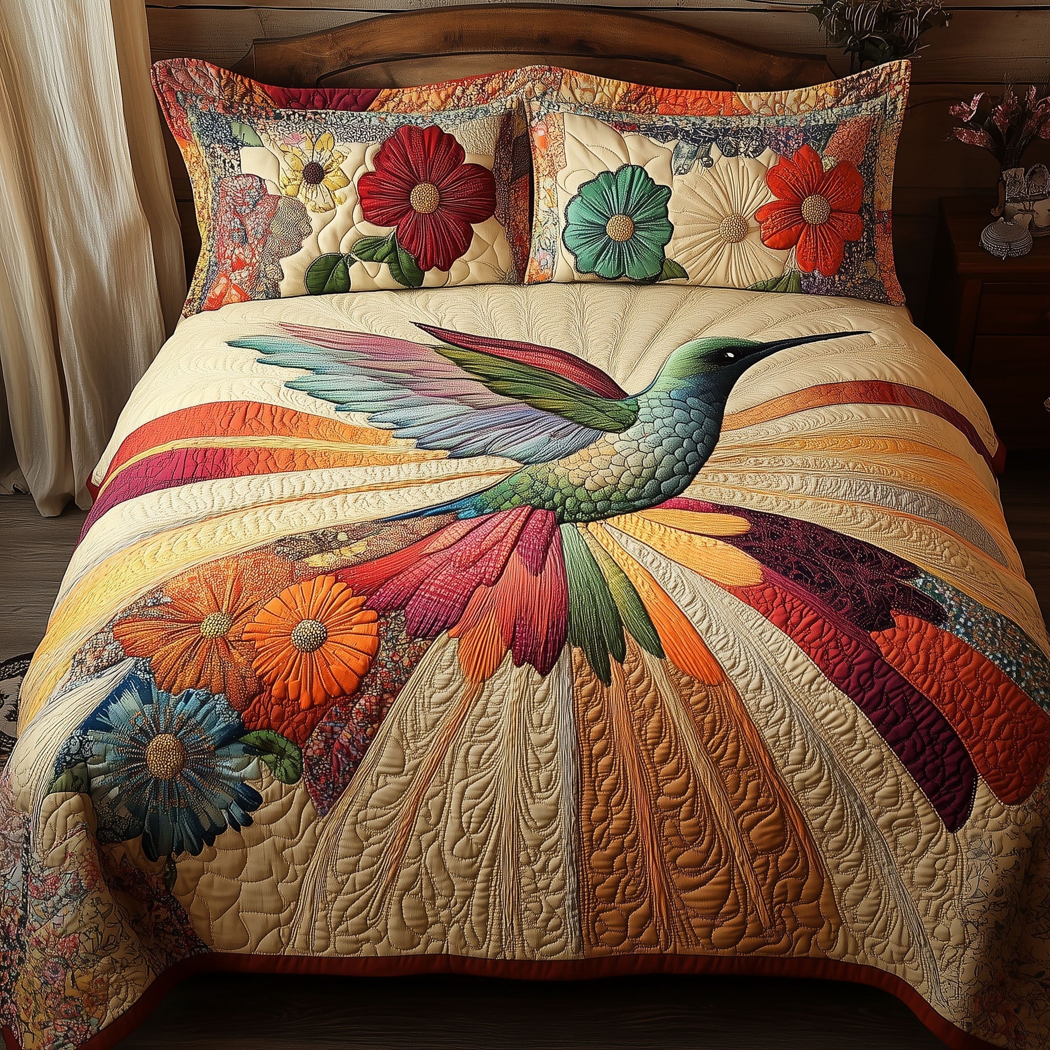 Fluttering Dreams 3-Piece Quilted Bedding Set Bedspread Set Housewarming Gift