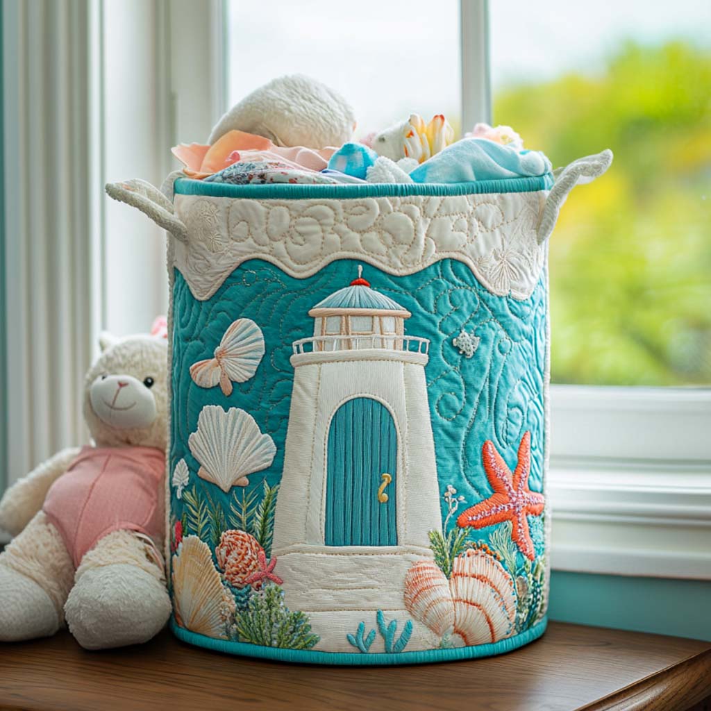 Foggy Lighthouse Path Laundry Basket Laundry Gifts, Housewarming Gift Ideas, Mother's Day Gifts
