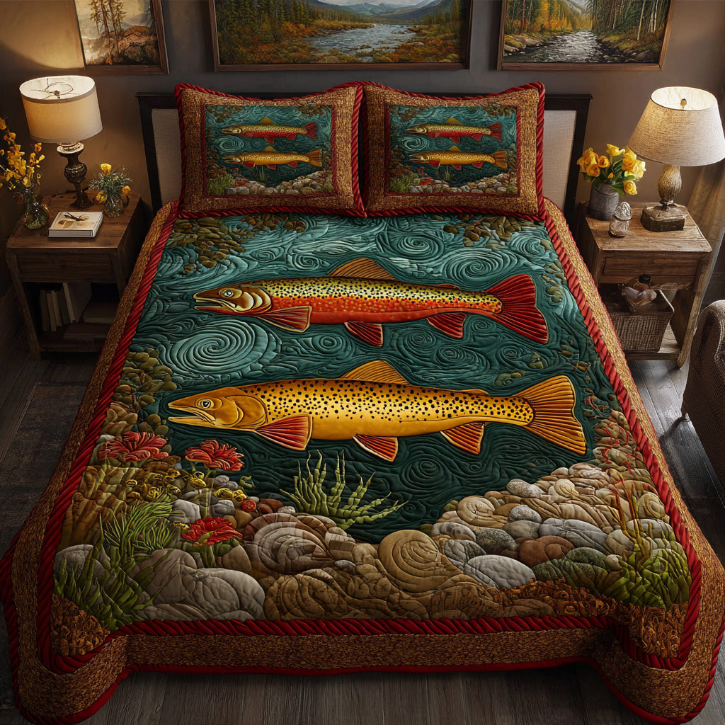 Forest Brook Quilted Bedding Set Fall Quilt Sets New Home Gift