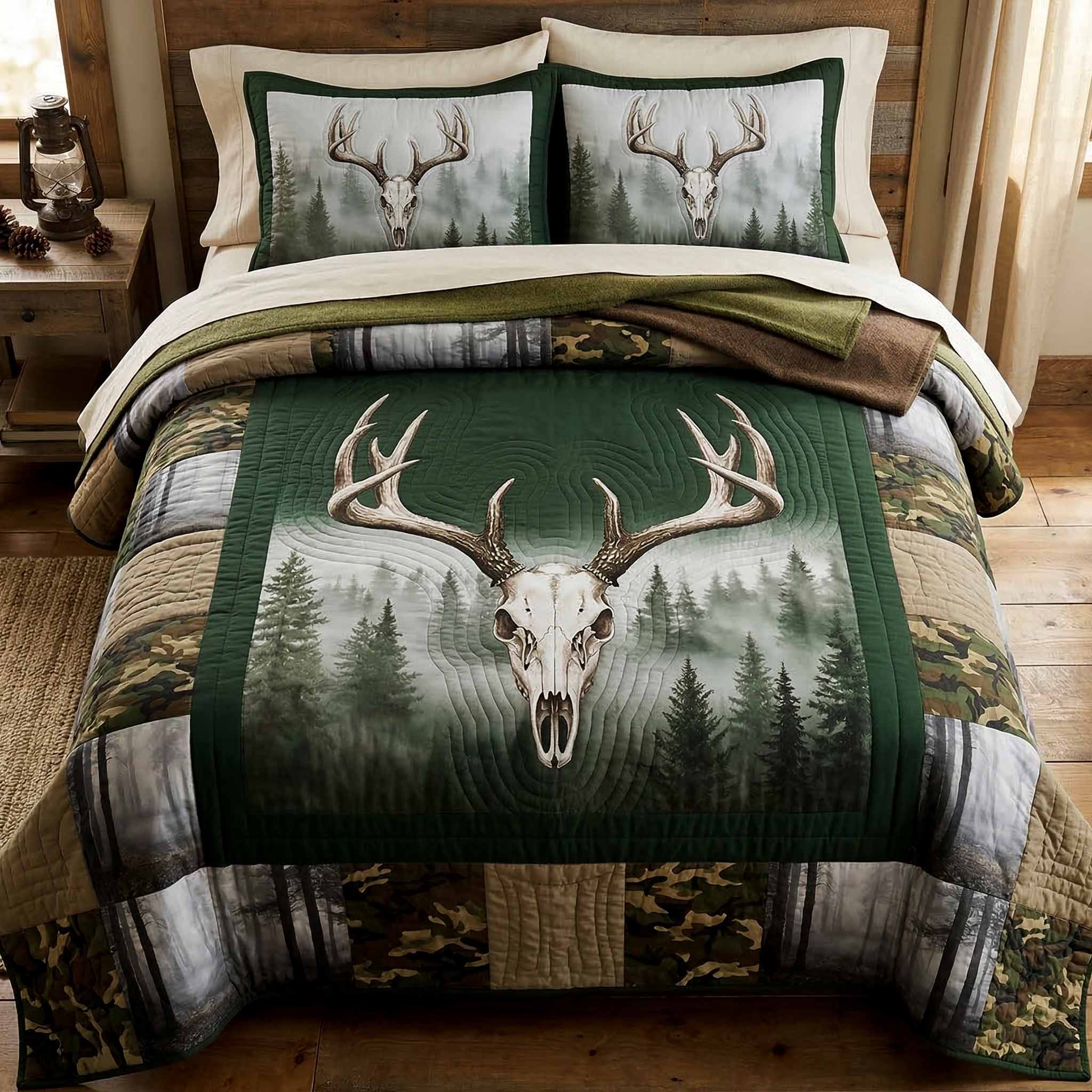 Forest Crest Quilted Bedding Set Quilted Bedspread Housewarming Gift