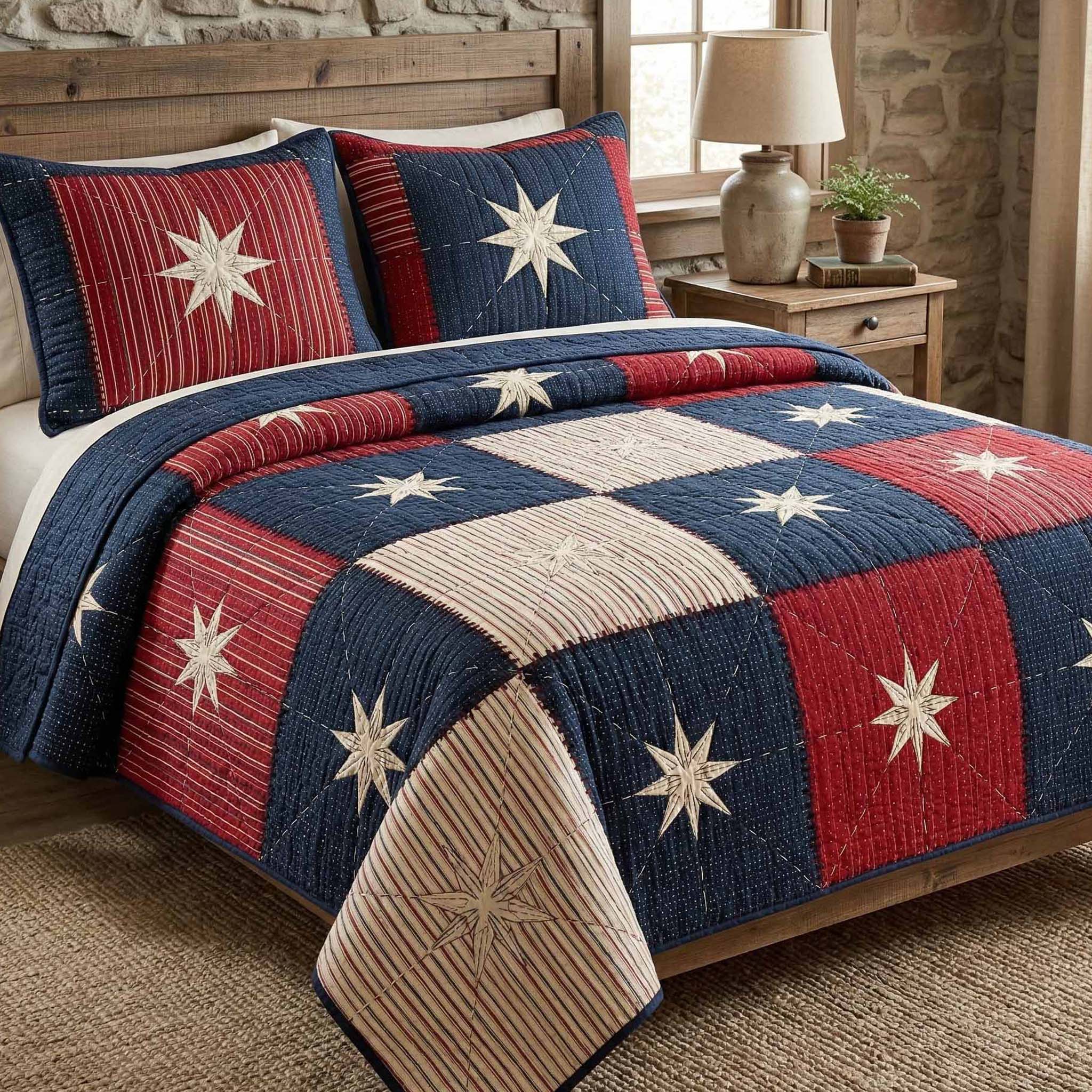 Frontier Patch Quilted Bedding Set Quilted Bedspread Thanksgiving Gift