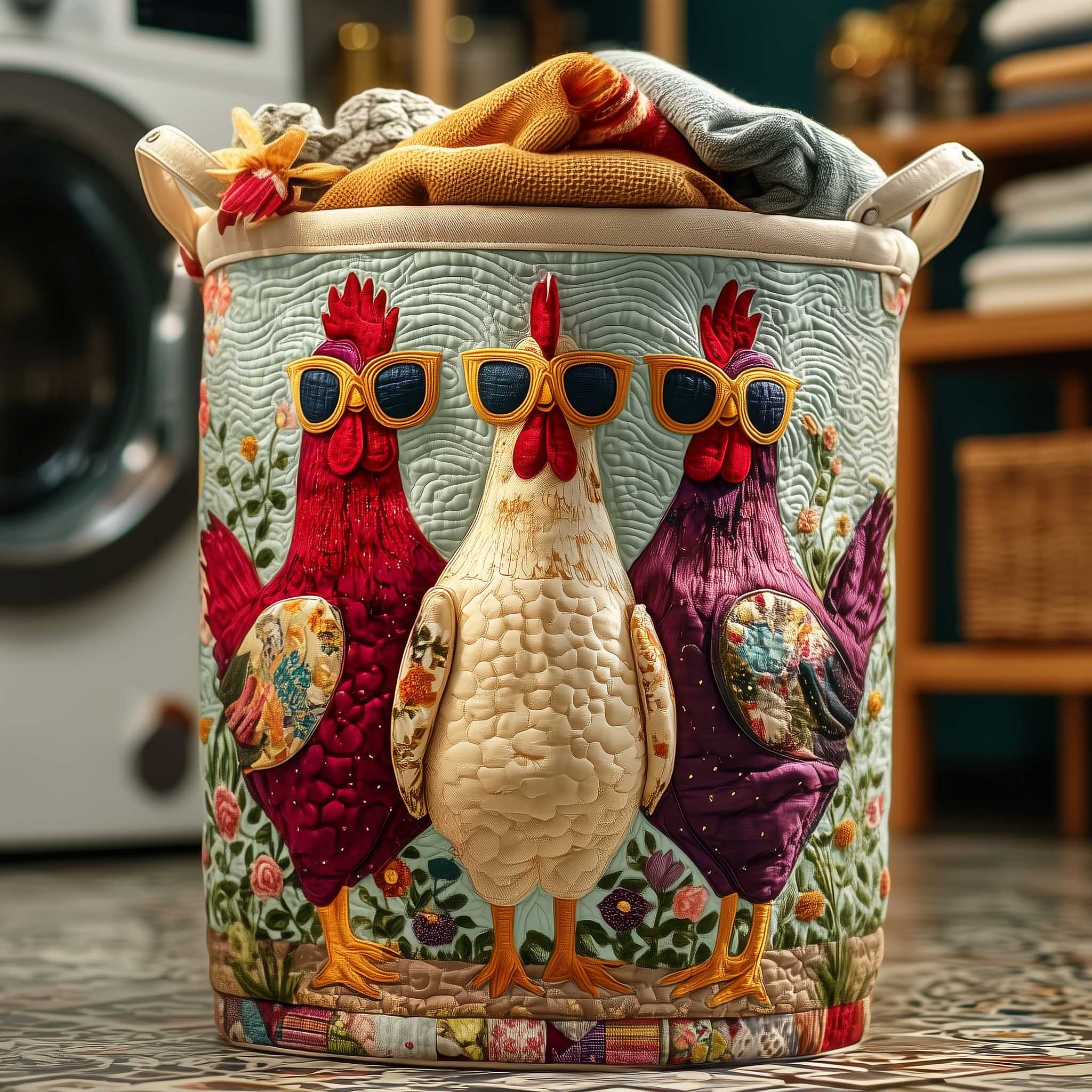 Funny Cool Chickens Laundry Basket Laundry Gifts, Housewarming Gift Ideas, Mother's Day Gifts