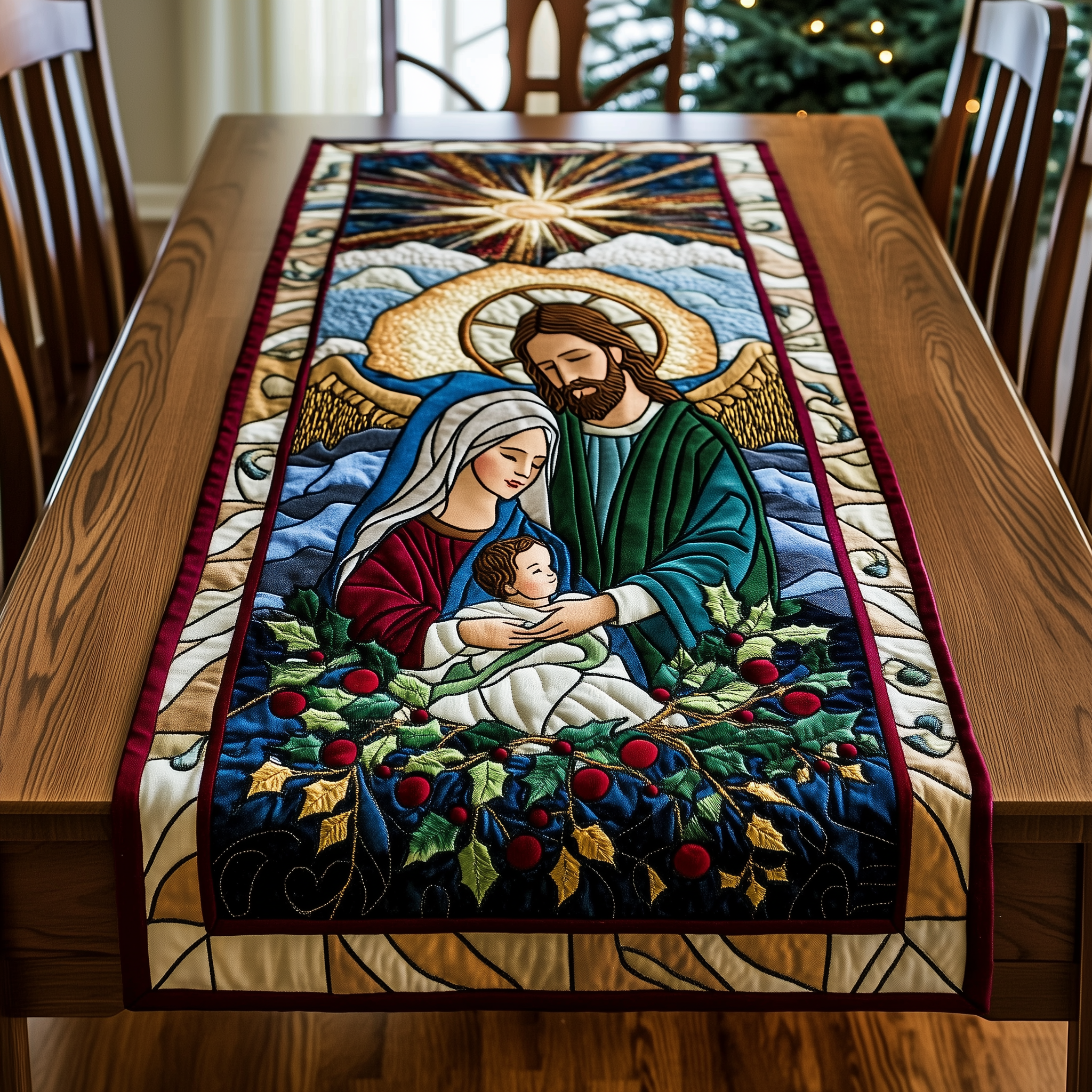 Nativity Quilted Table Runner, Easter Table Runner, Spring Table Runner, Mother's Day Gifts