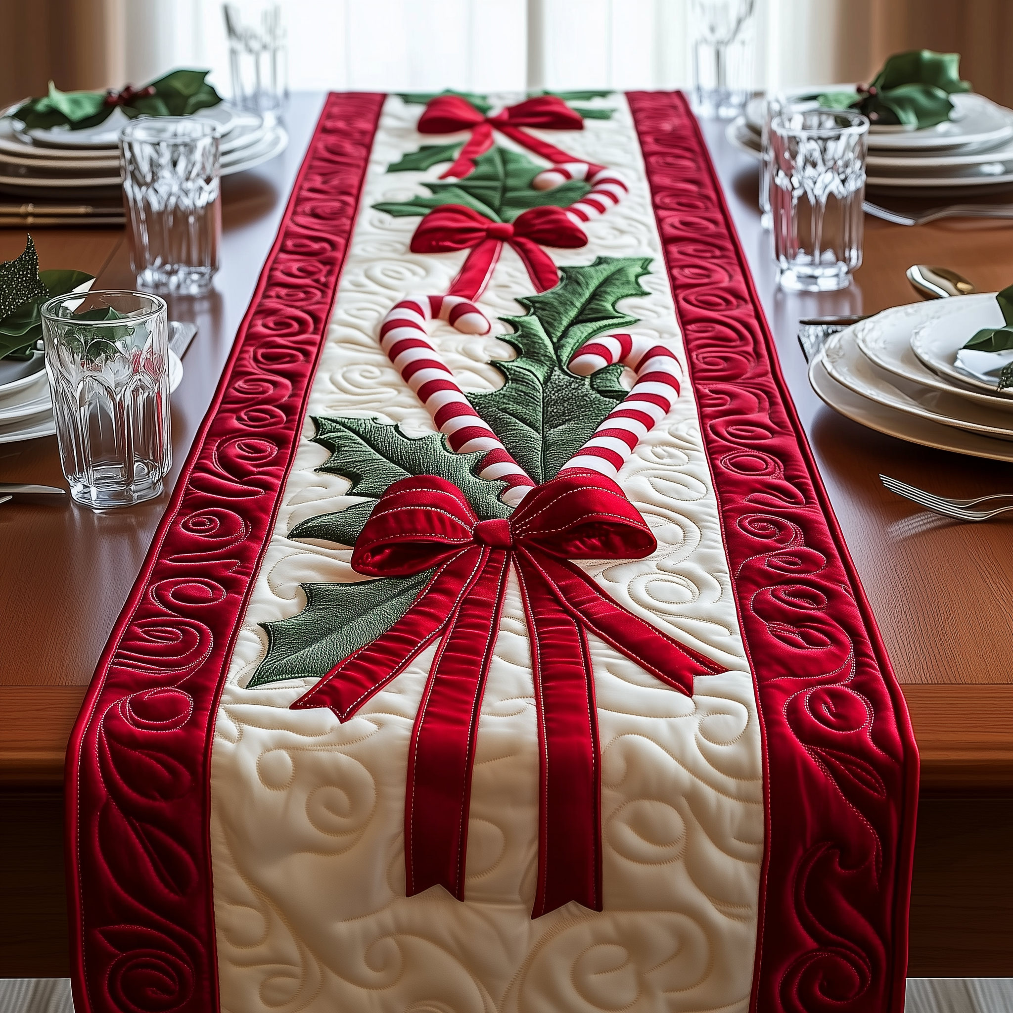 Candy Canes Quilted Table Runner, Easter Table Runner, Spring Table Runner, Mother's Day Gifts