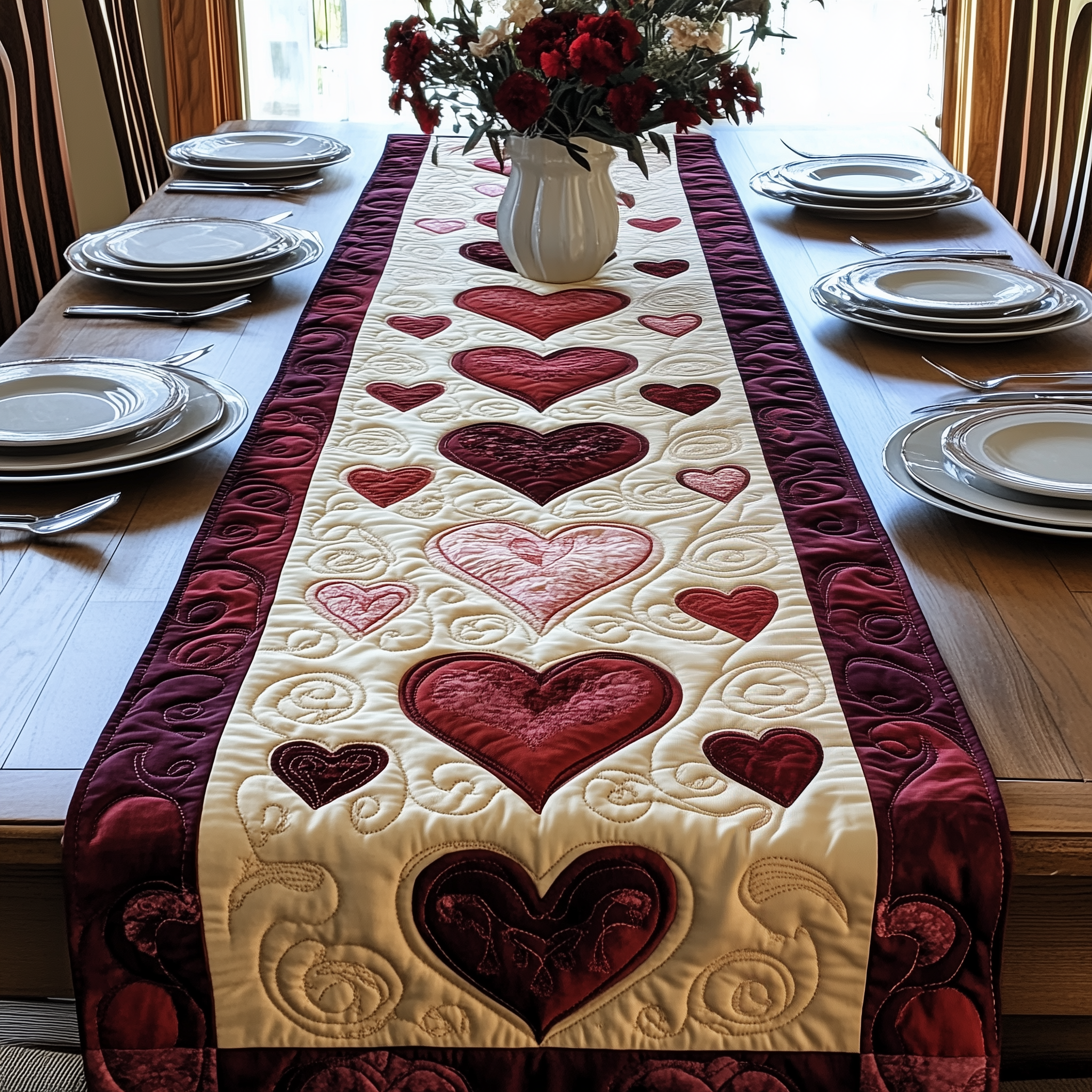 The Bloom of Us Quilted Table Runner, Easter Table Runner, Spring Table Runner, Mother's Day Gifts