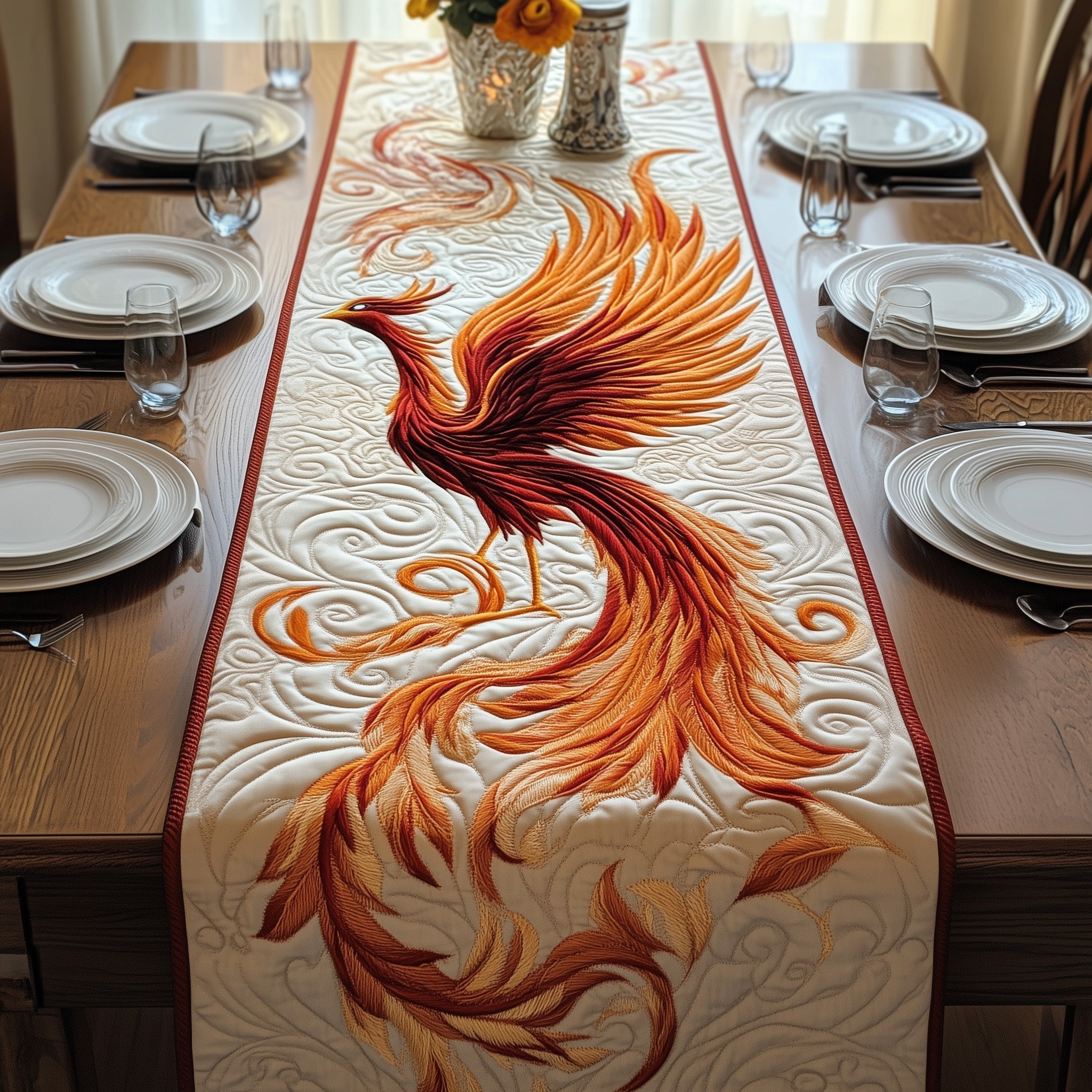Eternal Ember Wings Quilted Table Runner, Easter Table Runner, Spring Table Runner, Mother's Day Gifts