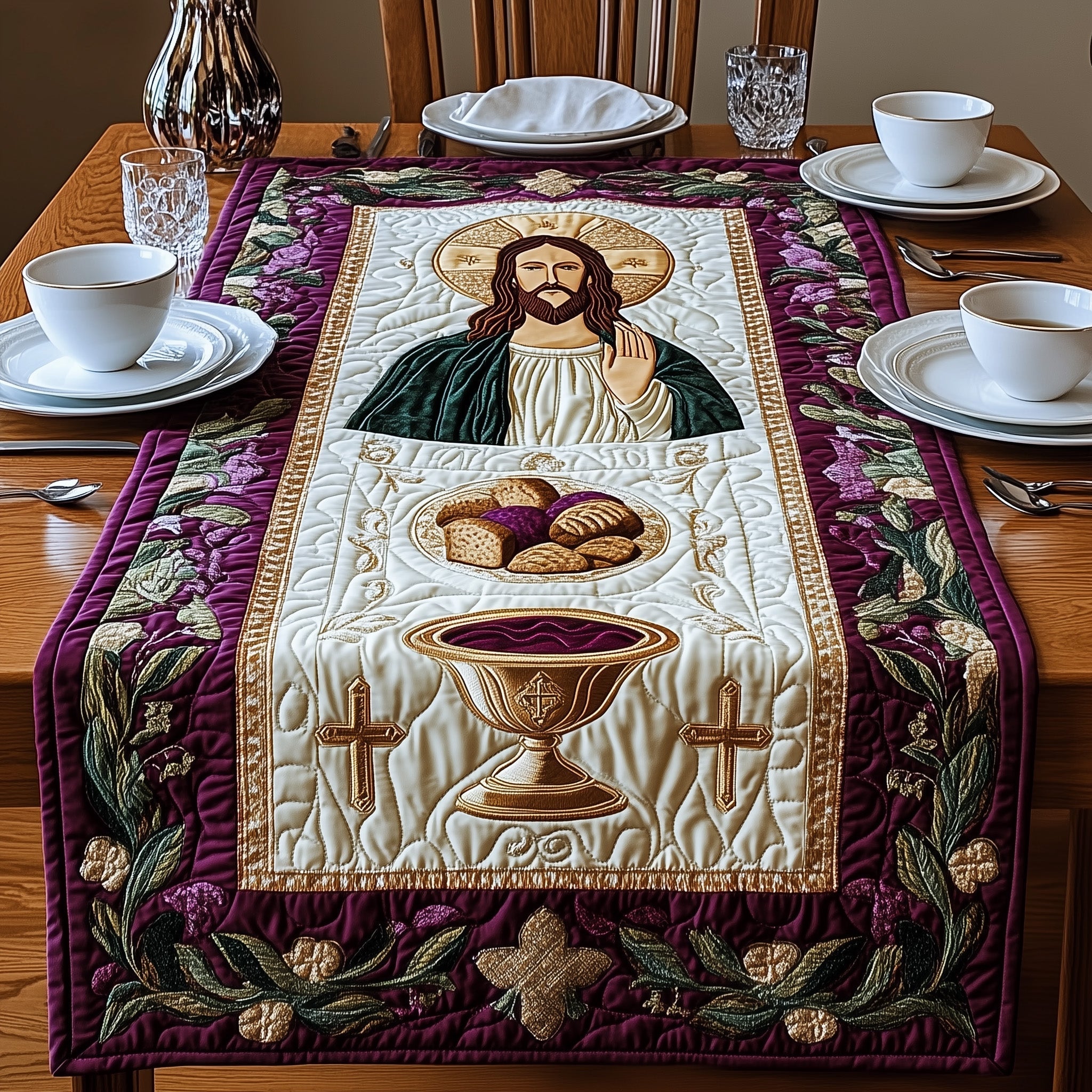 Maundy Thursday Quilted Table Runner, Easter Table Runner, Spring Table Runner, Mother's Day Gifts