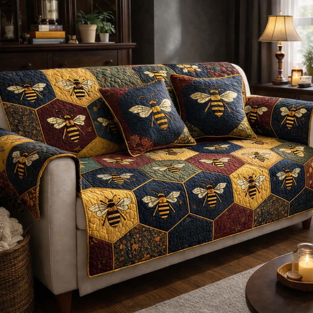 Rustic Honey Patch Quilted Sofa Cover Fall Halloween Decor For Sofa Couch