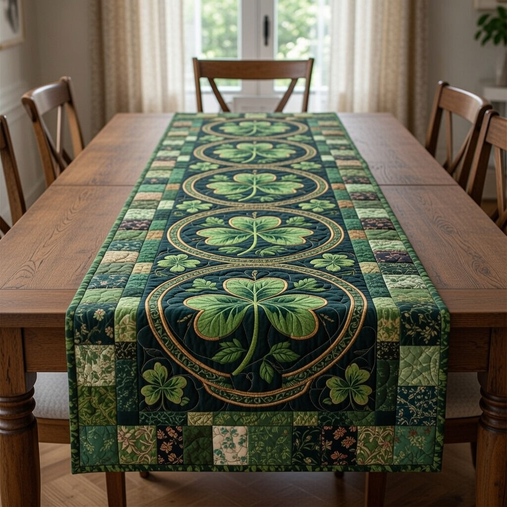 Irish Shamrock Quilted Table Runner, Easter Table Runner, Spring Table Runner, Mother's Day Gifts