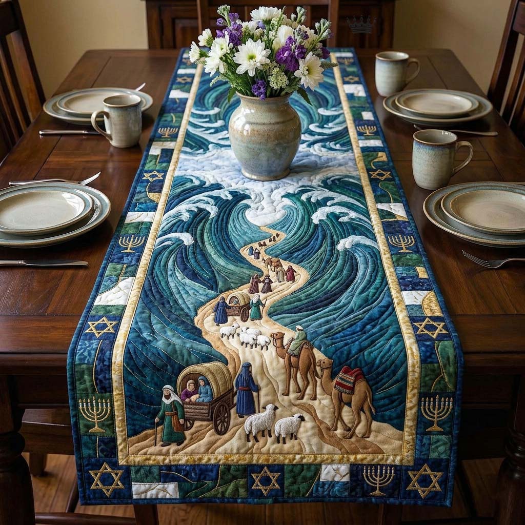 Divine Crossing Path Quilted Table Runner, Easter Table Runner, Spring Table Runner, Mother's Day Gifts