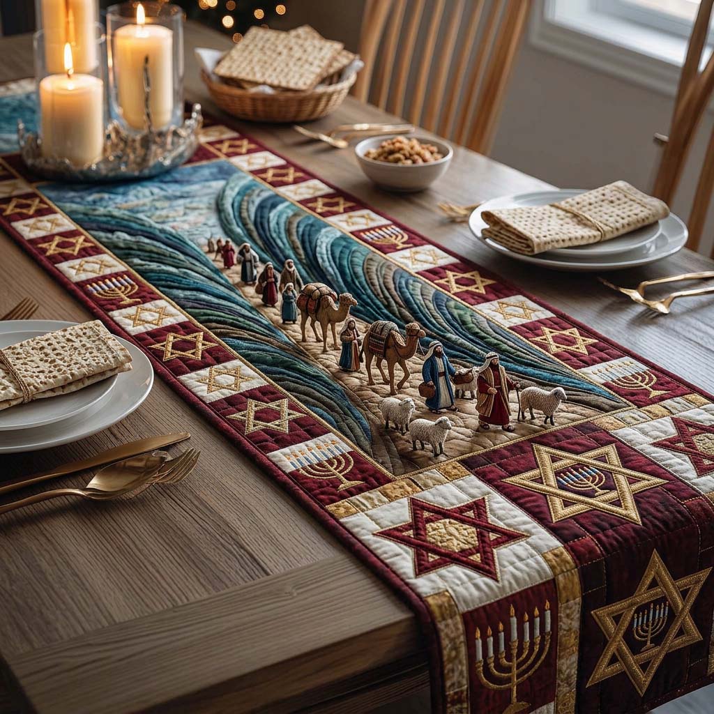 Freedom Exodus Story Quilted Table Runner, Easter Table Runner, Spring Table Runner, Mother's Day Gifts
