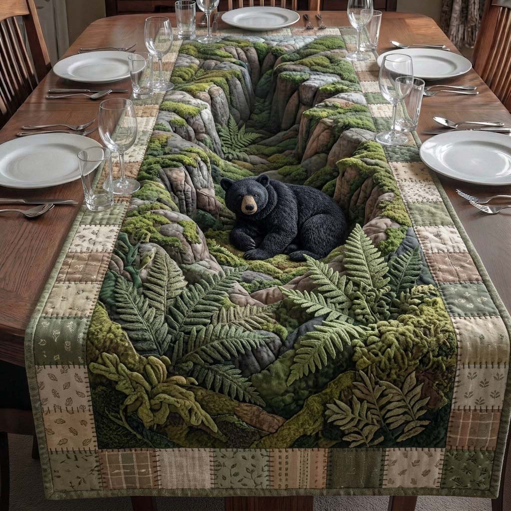 Hidden Bear Hollow Quilted Table Runner, Easter Table Runner, Spring Table Runner, Mother's Day Gifts
