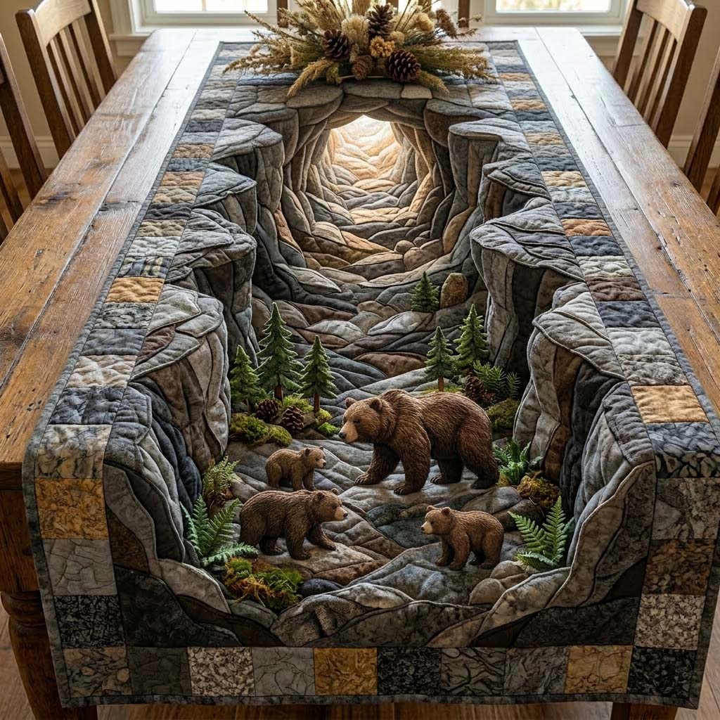 Canyon Bear Path Quilted Table Runner, Easter Table Runner, Spring Table Runner, Mother's Day Gifts