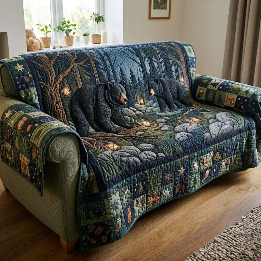 Midnight Forest Quilted Sofa Cover Fall Halloween Decor For Sofa Couch