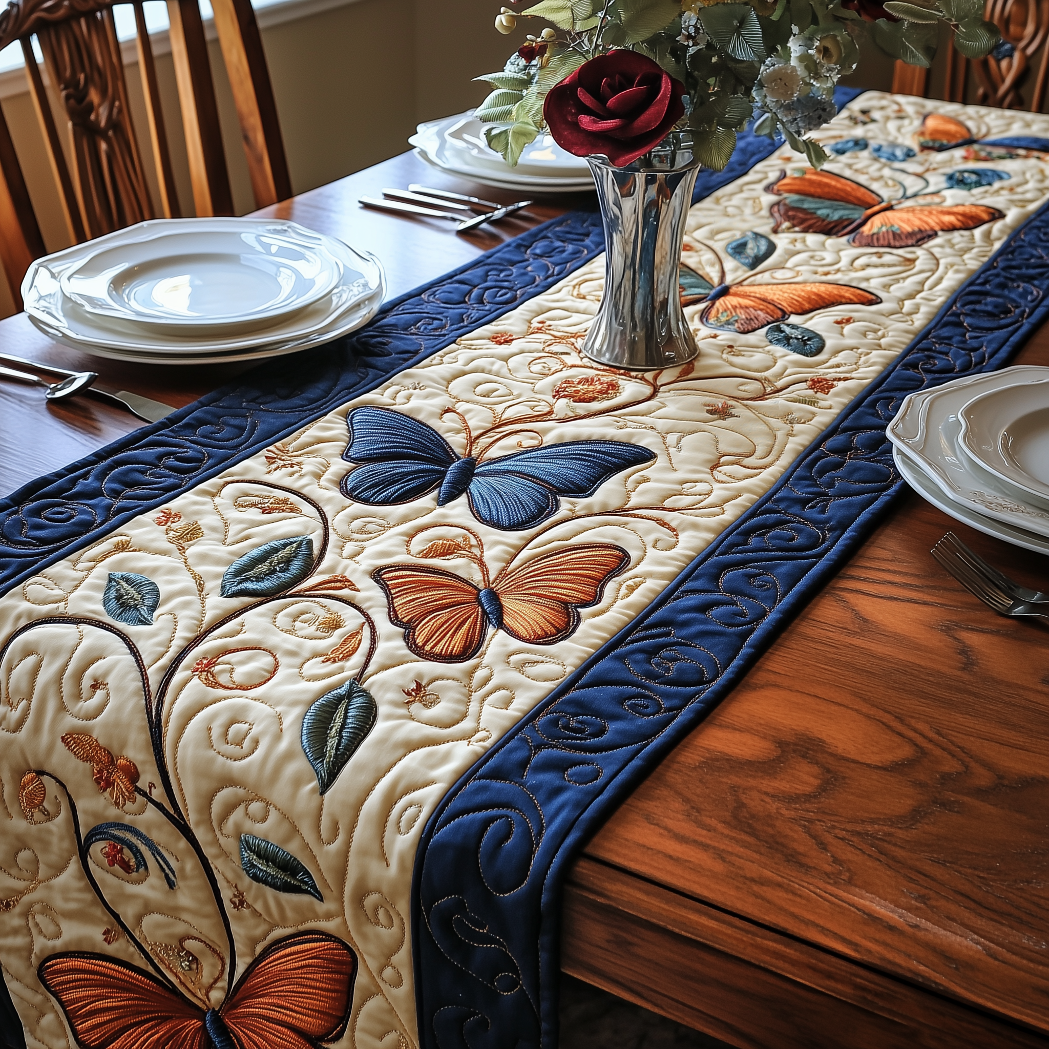 Ethereal Butterfly Charm Quilted Table Runner, Easter Table Runner, Spring Table Runner, Mother's Day Gifts