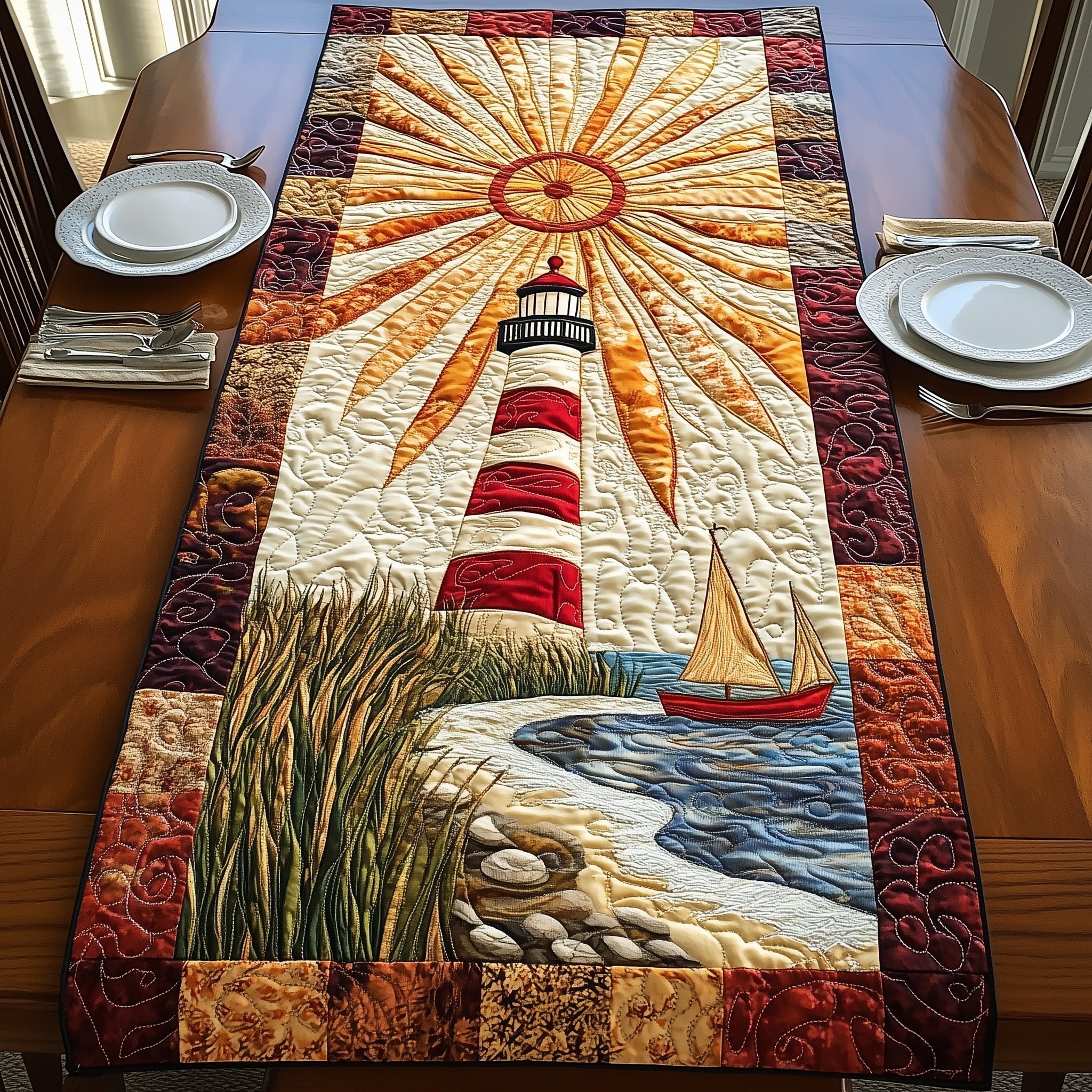 Celestial Watchtower Quilted Table Runner, Easter Table Runner, Spring Table Runner, Mother's Day Gifts