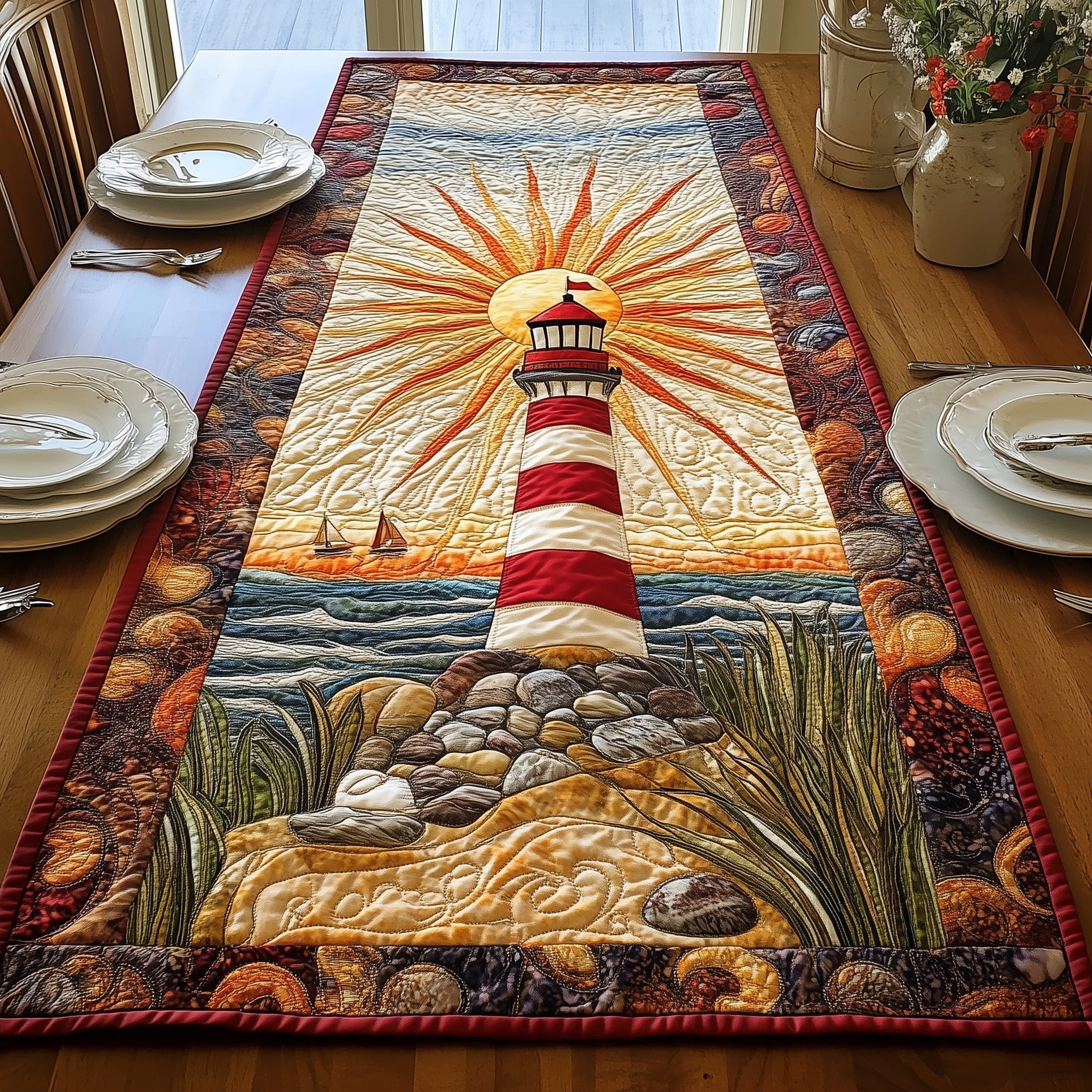 Guiding Glow Quilted Table Runner, Easter Table Runner, Spring Table Runner, Mother's Day Gifts