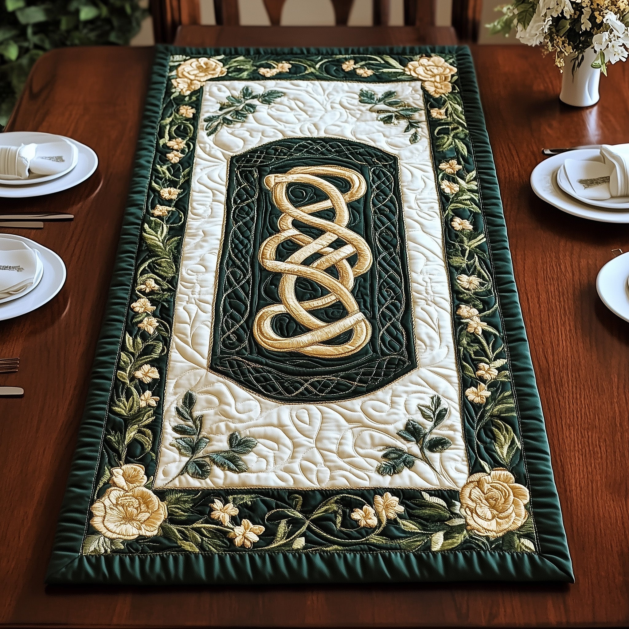 Celtic Harmony Quilted Table Runner, Easter Table Runner, Spring Table Runner, Mother's Day Gifts