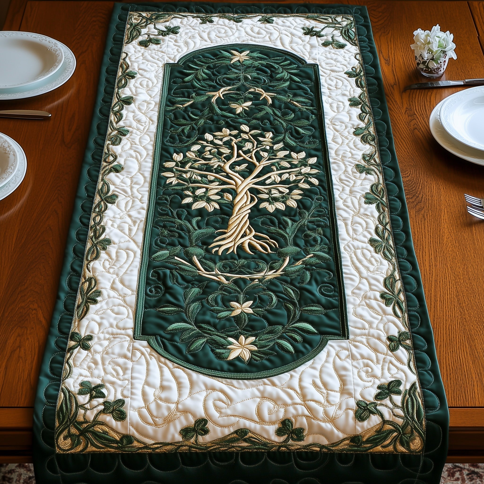 Timeless Celtic Tree Quilted Table Runner, Easter Table Runner, Spring Table Runner, Mother's Day Gifts