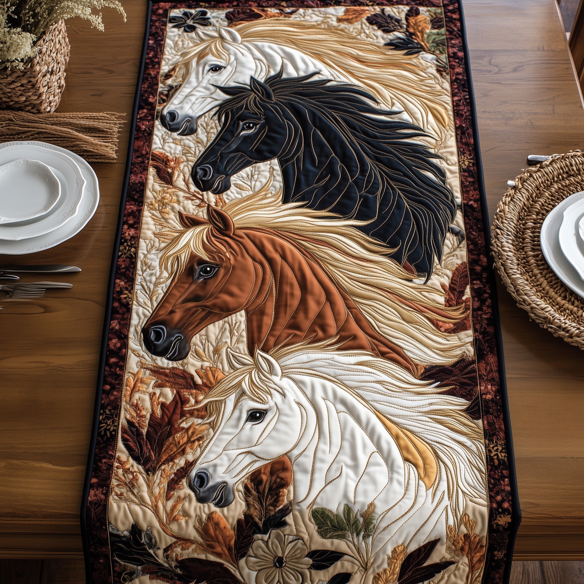 Echoes of the Wild Quilted Table Runner, Easter Table Runner, Spring Table Runner, Mother's Day Gifts