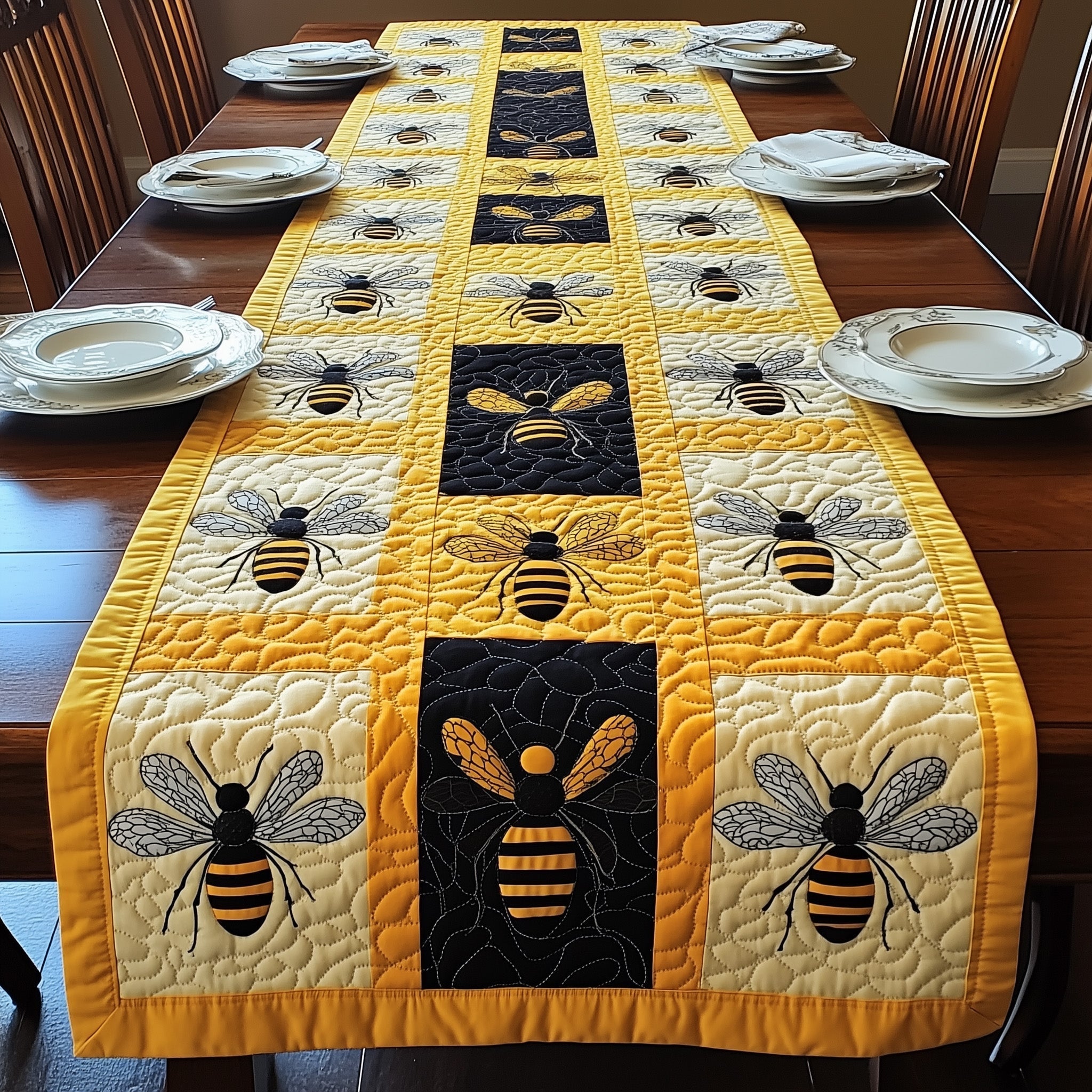 Honey Wings Quilted Table Runner, Easter Table Runner, Spring Table Runner, Mother's Day Gifts