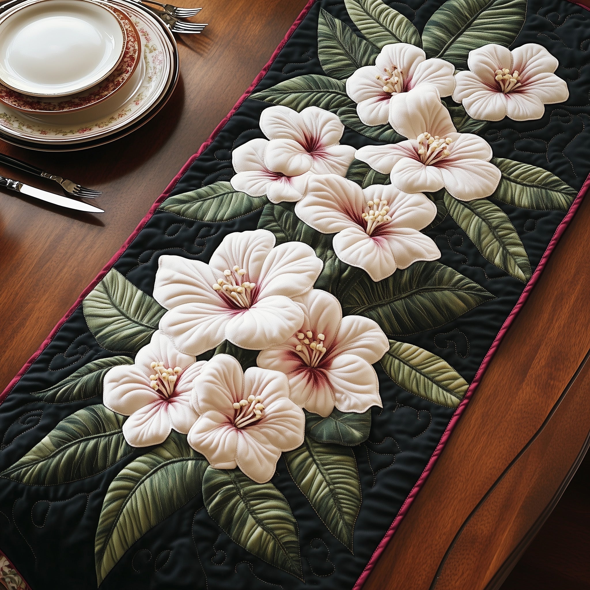Mountain Laurel Paradise Quilted Table Runner, Easter Table Runner, Spring Table Runner, Mother's Day Gifts