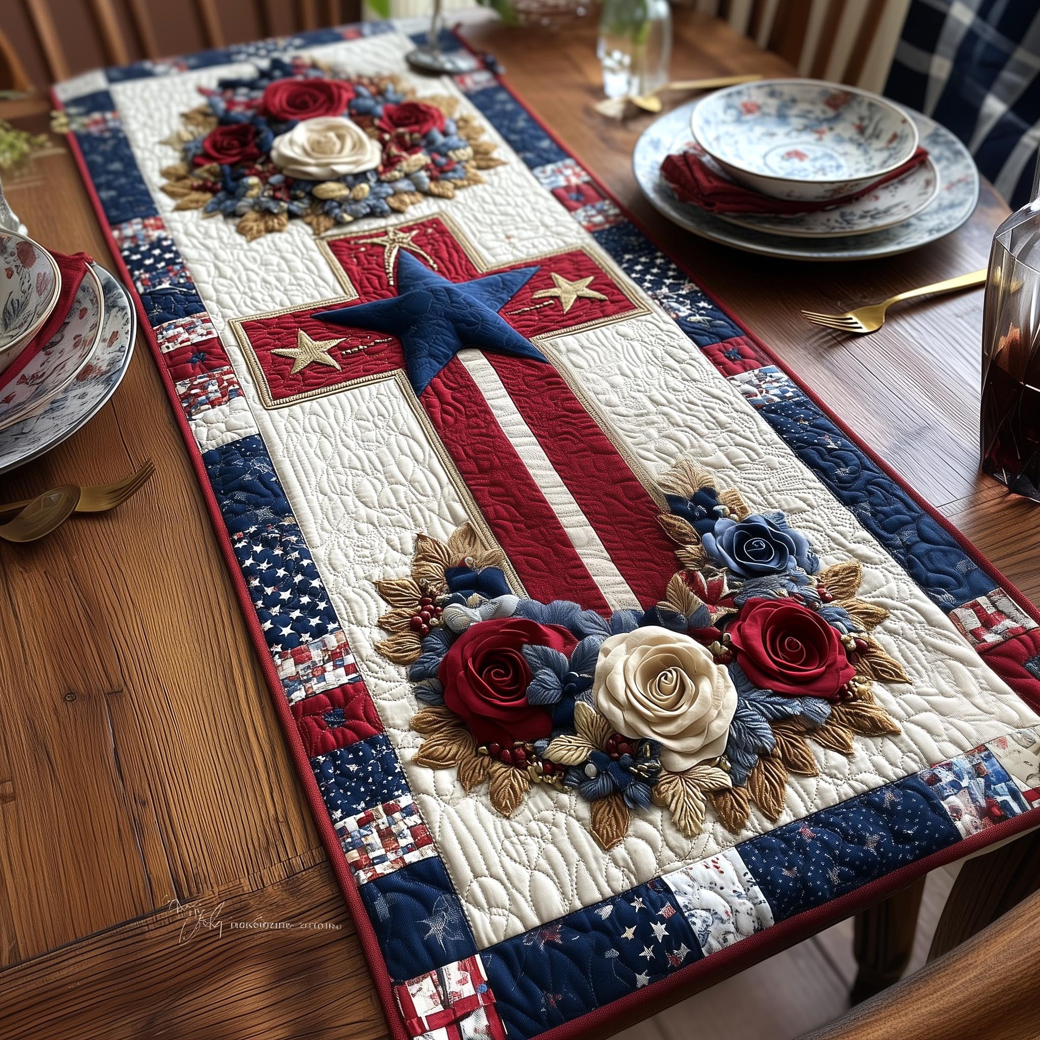 Heritage Patch Quilted Table Runner, Easter Table Runner, Spring Table Runner, Mother's Day Gifts