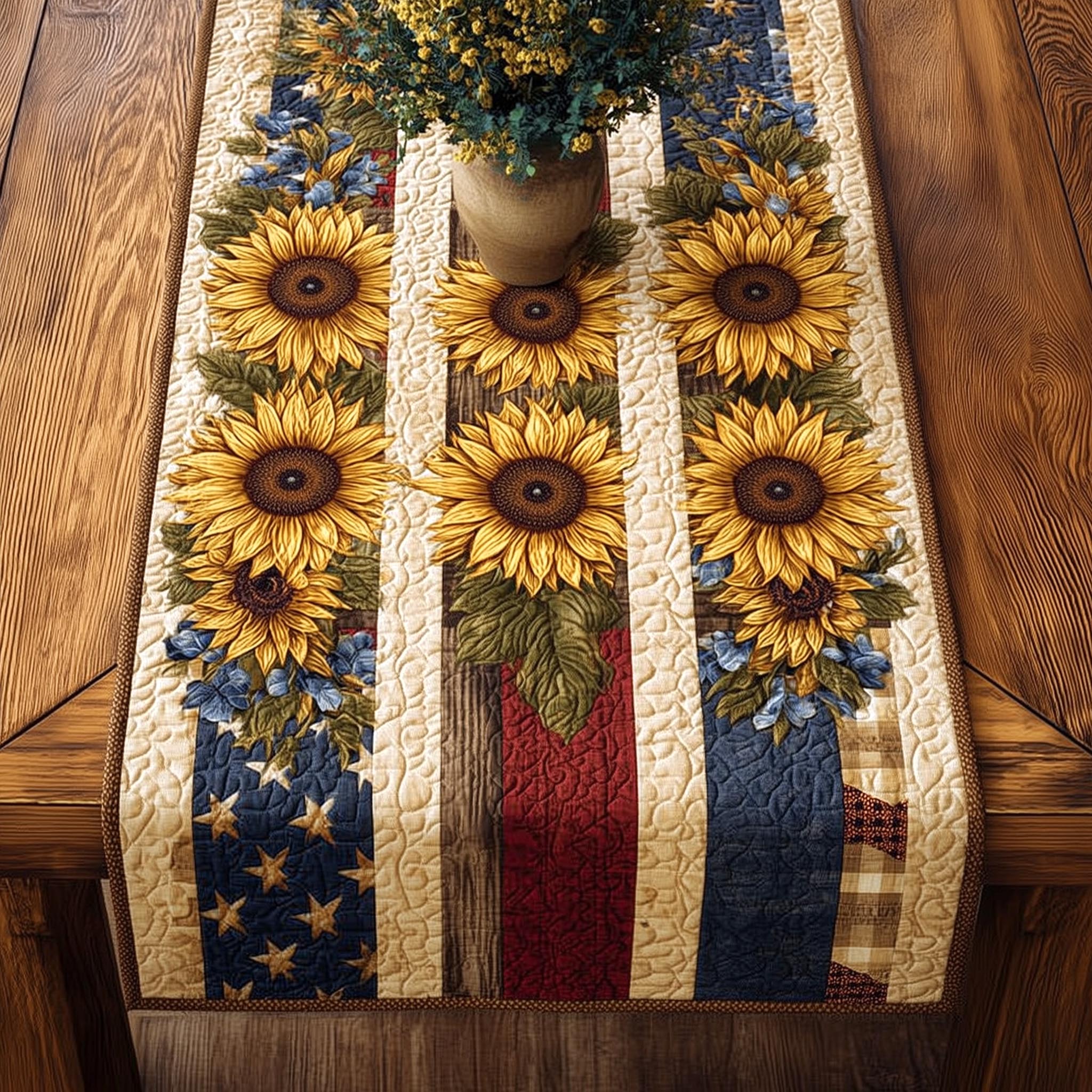 American Glory Quilted Table Runner, Easter Table Runner, Spring Table Runner, Mother's Day Gifts