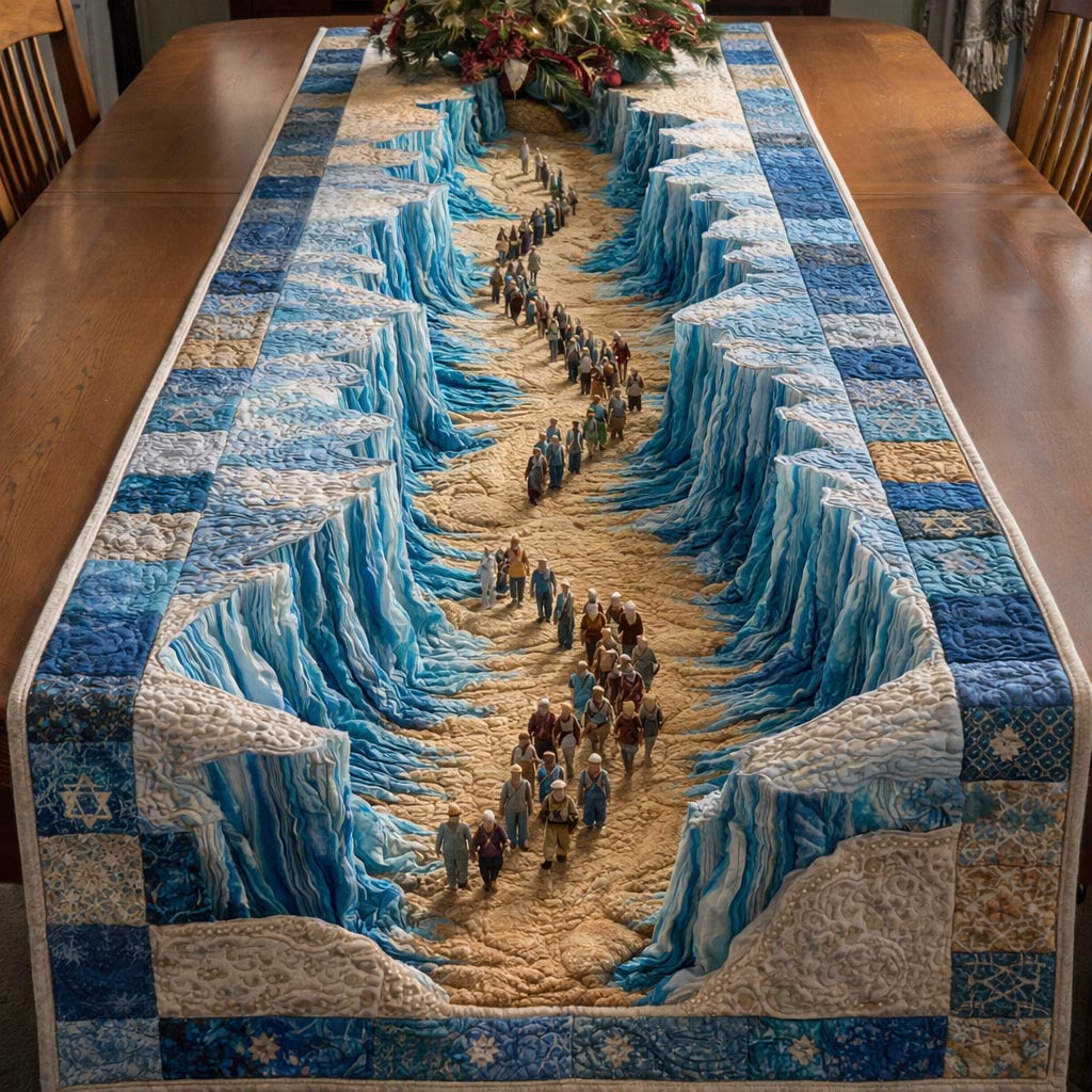 Vintage Pesach Quilted Table Runner, Easter Table Runner, Spring Table Runner, Mother's Day Gifts