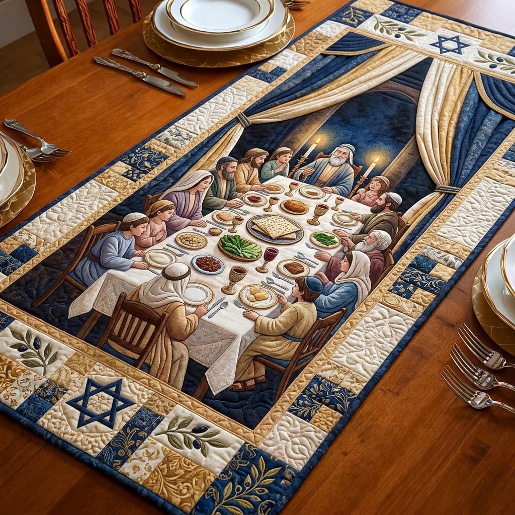 Pesach Blessing Quilted Table Runner, Easter Table Runner, Spring Table Runner, Mother's Day Gifts