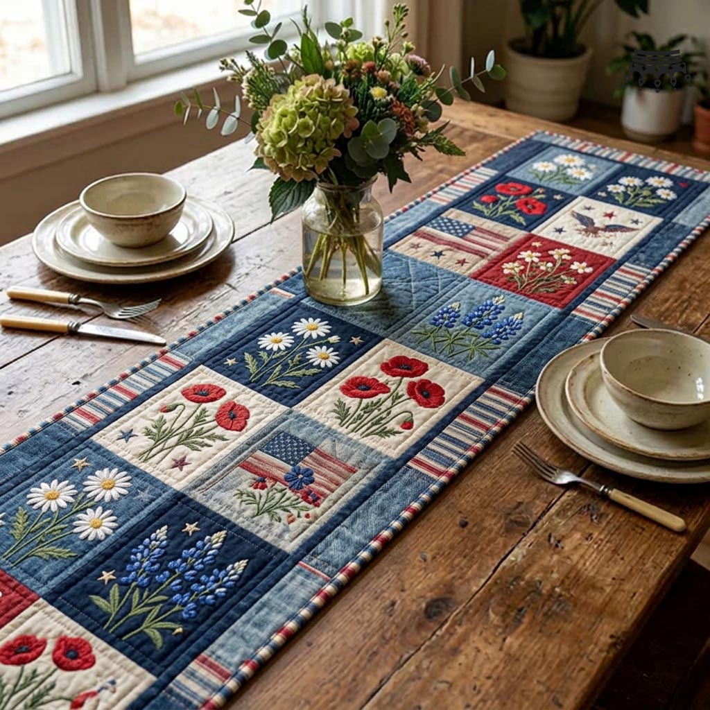 Timber Lodge Quilted Table Runner, Easter Table Runner, Spring Table Runner, Mother's Day Gifts