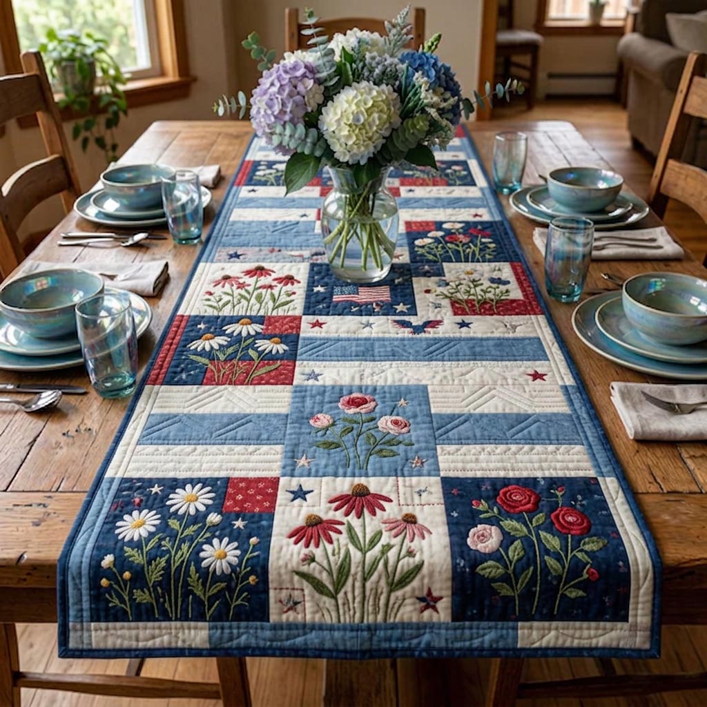 Rustic Bear Quilted Table Runner, Easter Table Runner, Spring Table Runner, Mother's Day Gifts