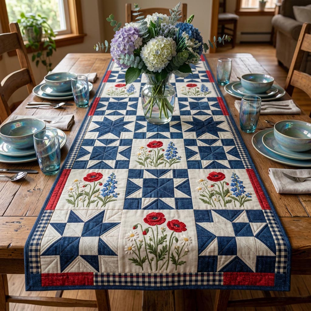 Lodge Bear Quilted Table Runner, Easter Table Runner, Spring Table Runner, Mother's Day Gifts