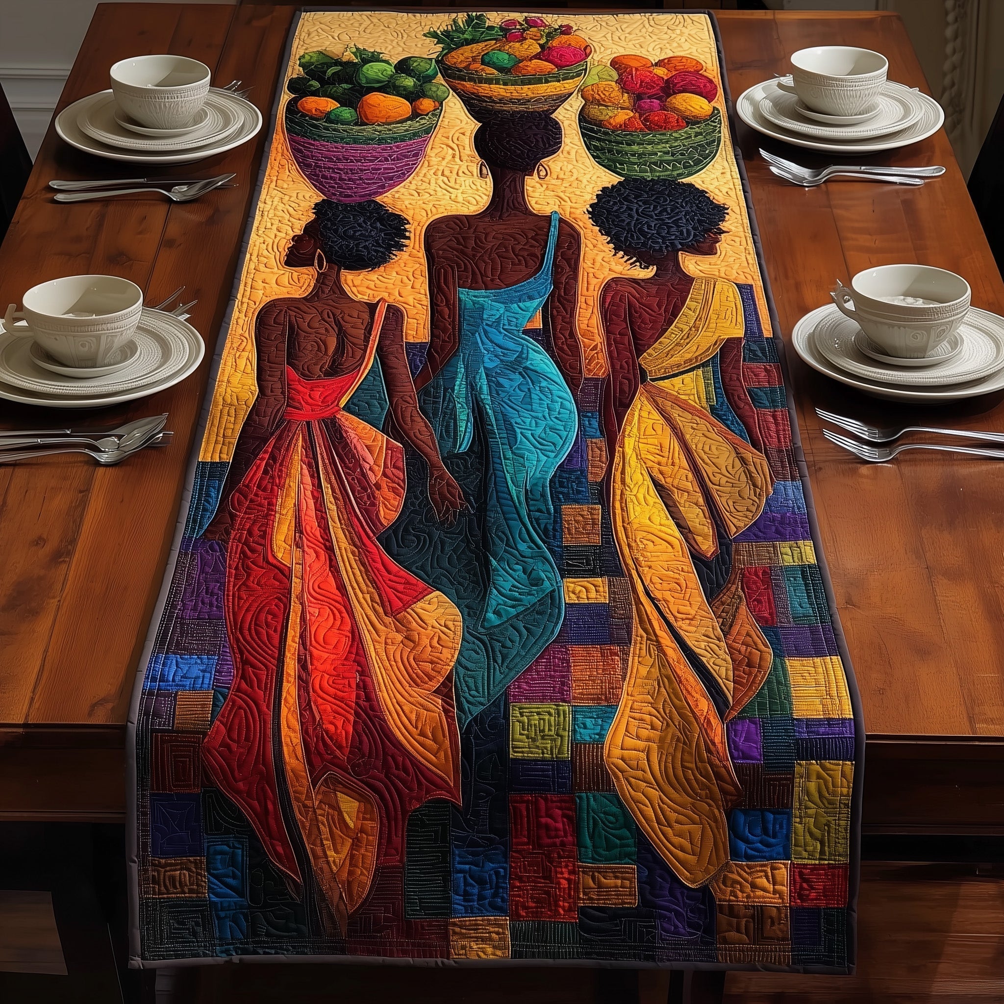 Golden Queens Quilted Table Runner, Easter Table Runner, Spring Table Runner, Mother's Day Gifts