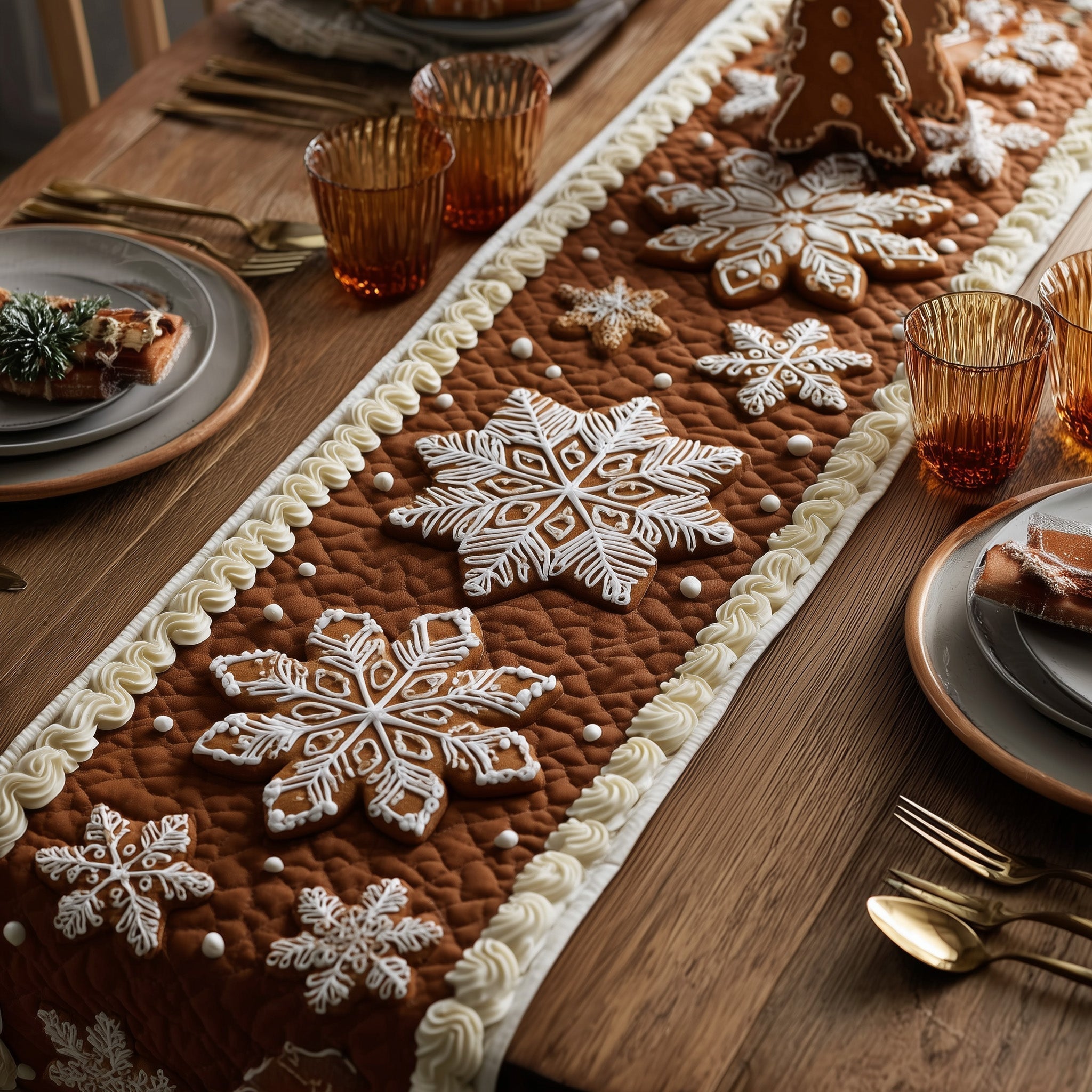 Gingerbread Quilted Table Runner, Easter Table Runner, Spring Table Runner, Mother's Day Gifts
