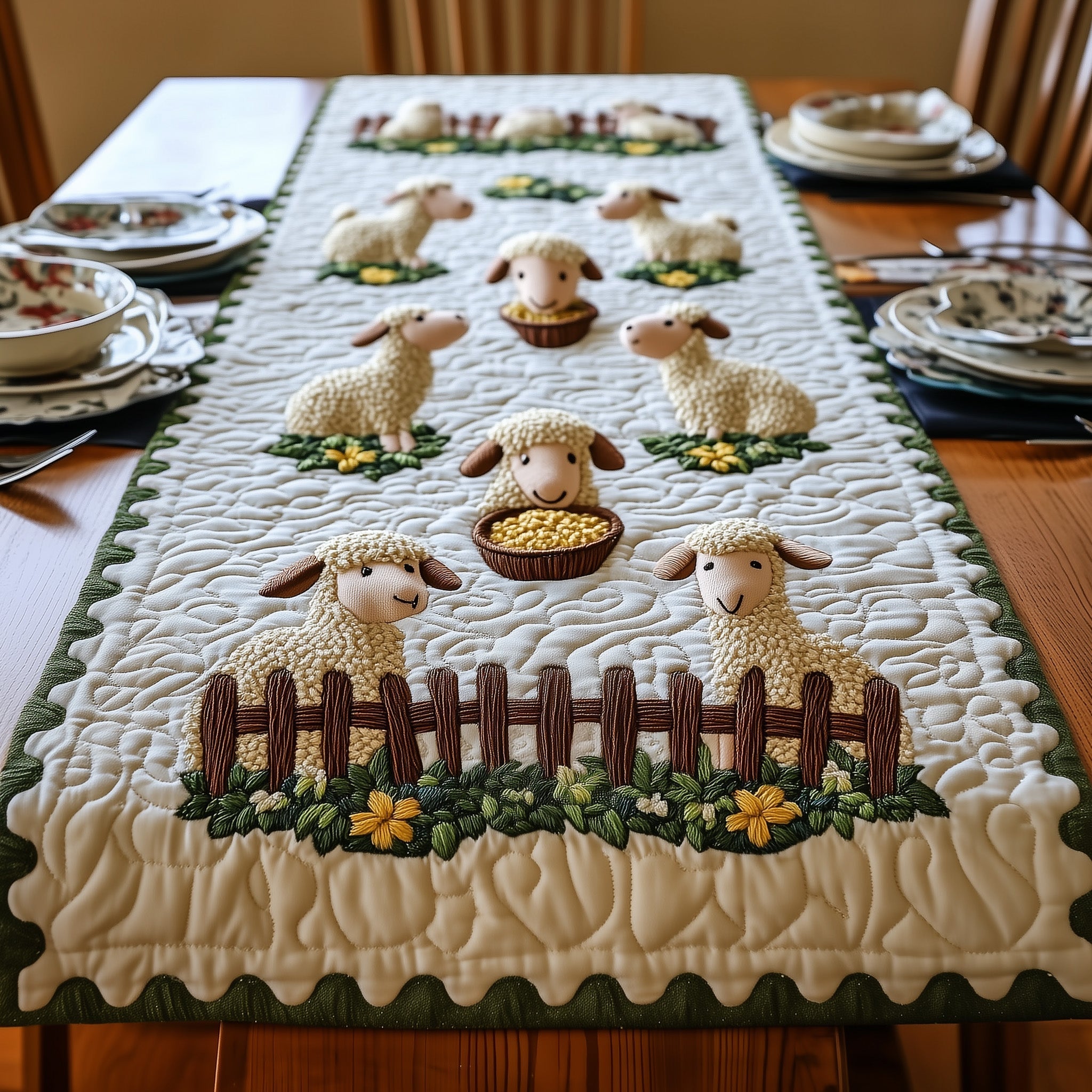 Sheep Quilted Table Runner, Easter Table Runner, Spring Table Runner, Mother's Day Gifts