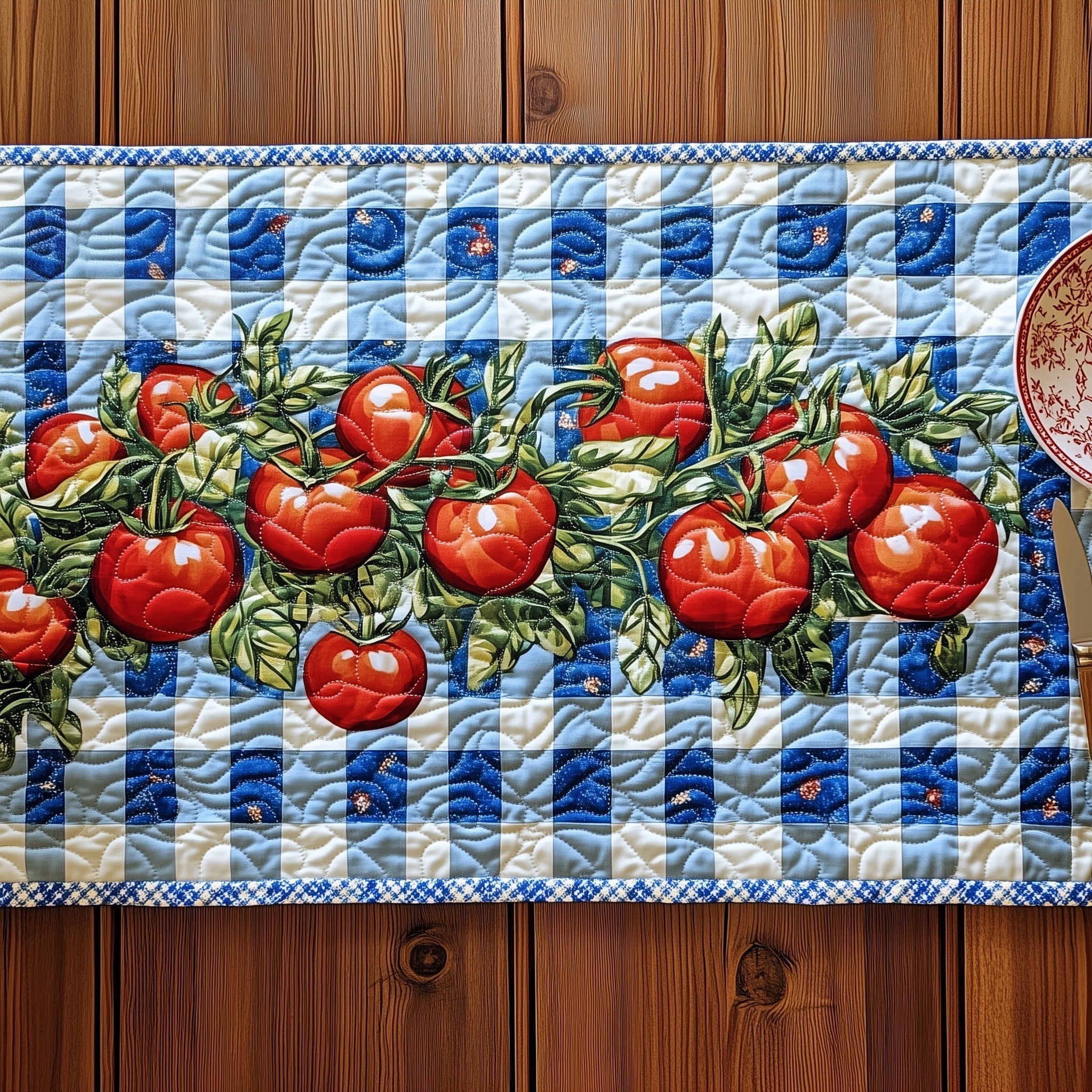 Fresh Tomato Quilted Table Runner, Easter Table Runner, Spring Table Runner, Mother's Day Gifts