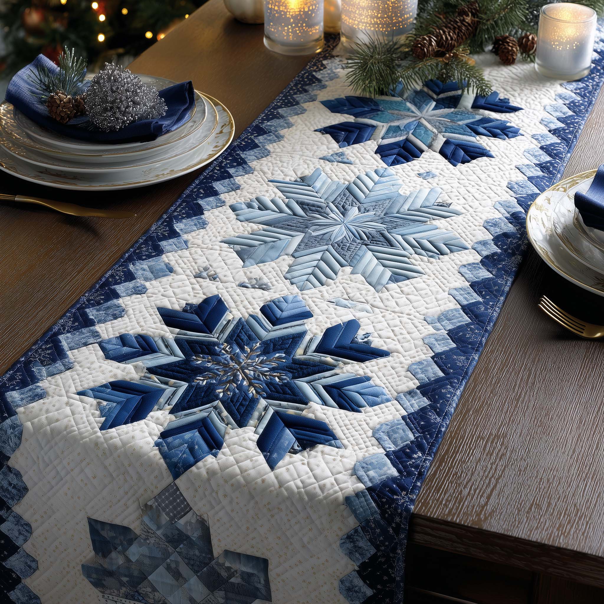 Snowflake Quilted Table Runner, Easter Table Runner, Spring Table Runner, Mother's Day Gifts