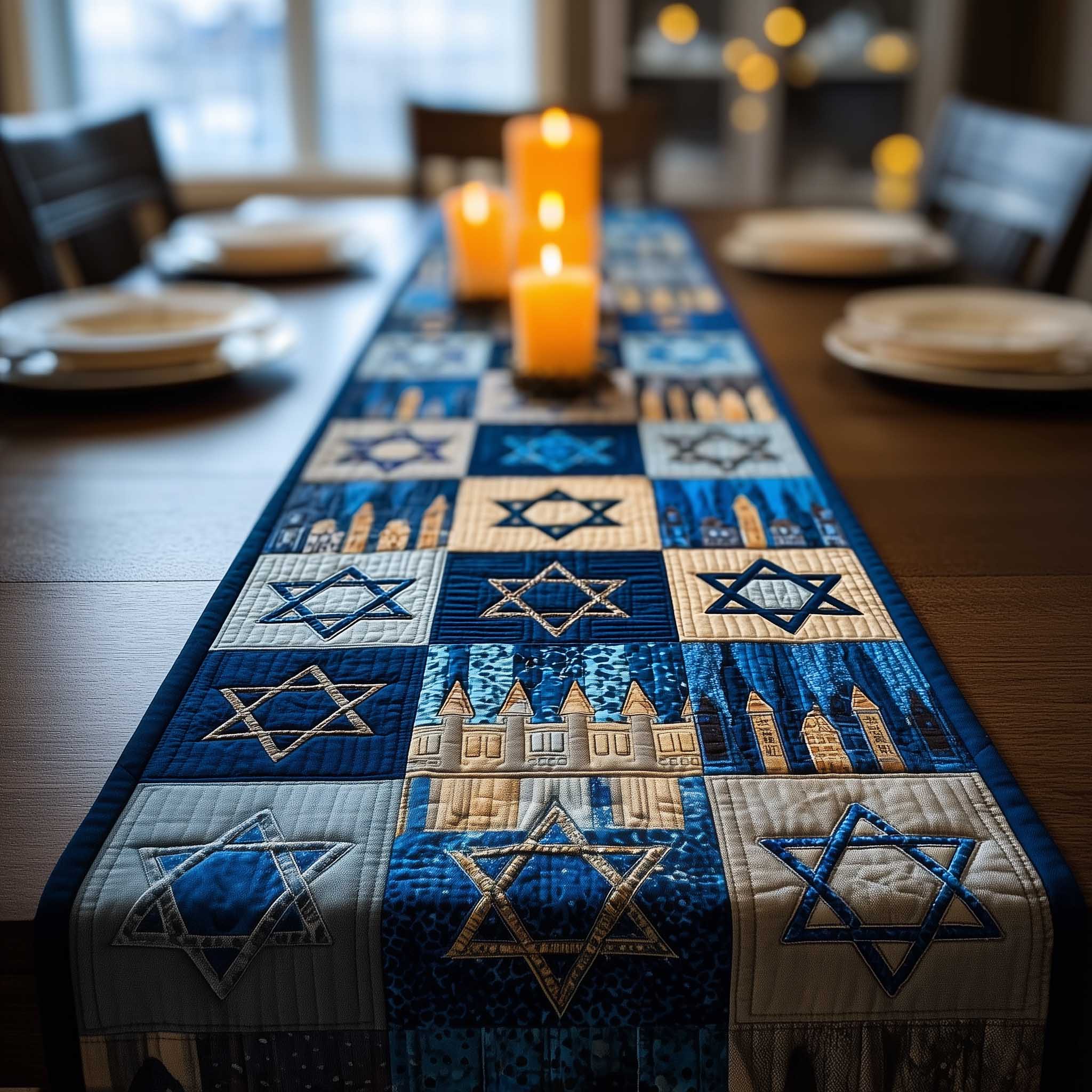 David Emblem Quilted Table Runner, Easter Table Runner, Spring Table Runner, Mother's Day Gifts