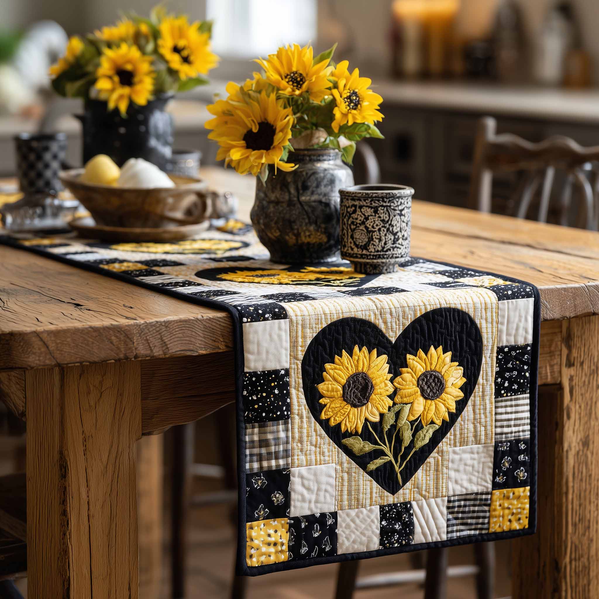 Sun Bloom Quilted Table Runner, Easter Table Runner, Spring Table Runner, Mother's Day Gifts