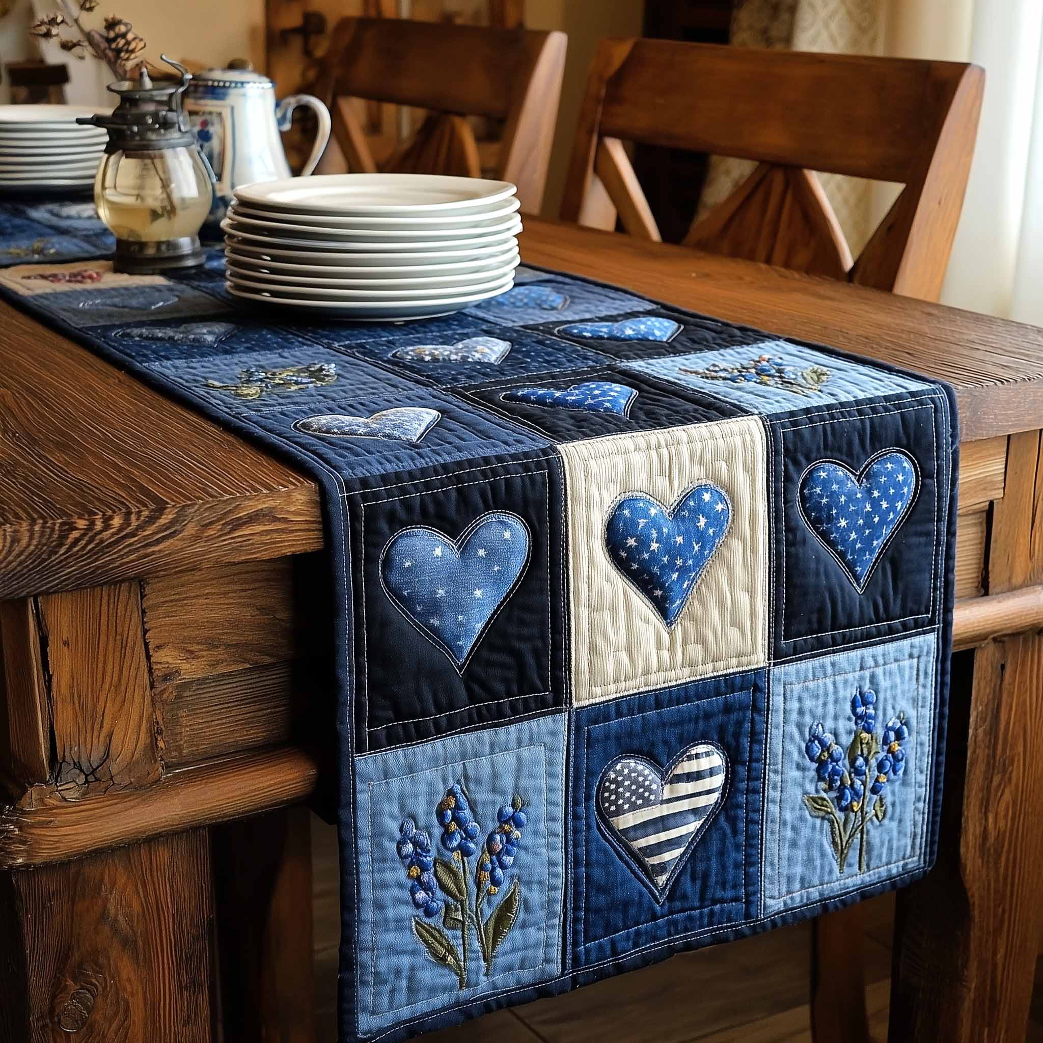 Country Bloom Quilted Table Runner, Easter Table Runner, Spring Table Runner, Mother's Day Gifts