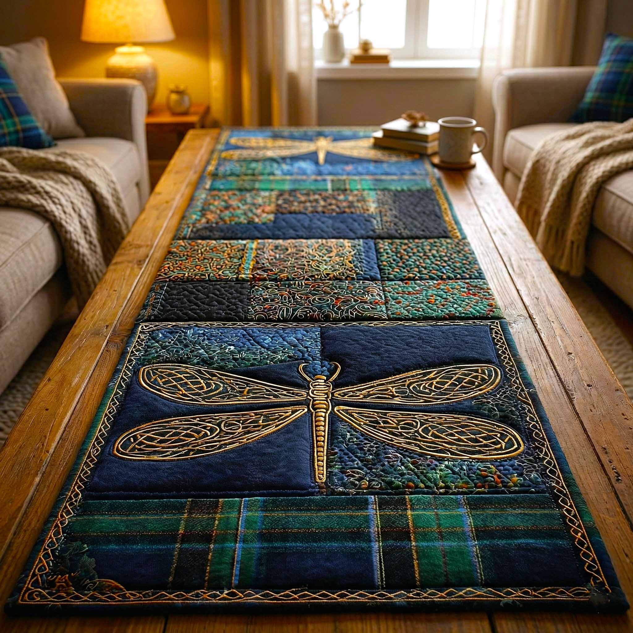 Green Heritage Quilted Table Runner, Easter Table Runner, Spring Table Runner, Mother's Day Gifts
